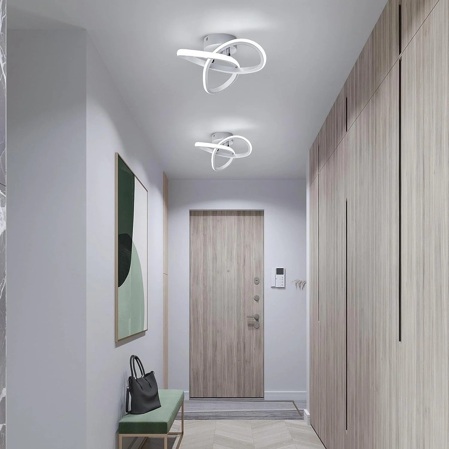 Goeco LED Deckenleuchte modern Weiße&Chrome Deckenlampe 22W 6500K 2500LM, L günstig online kaufen