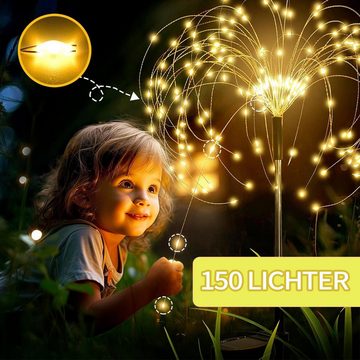 MAGICSHE LED Solarleuchte 150 LEDs Gartenleuchten Solarlampen, LED fest integriert, Solar Feuerwerk Gartenlichter, Wasserdicht