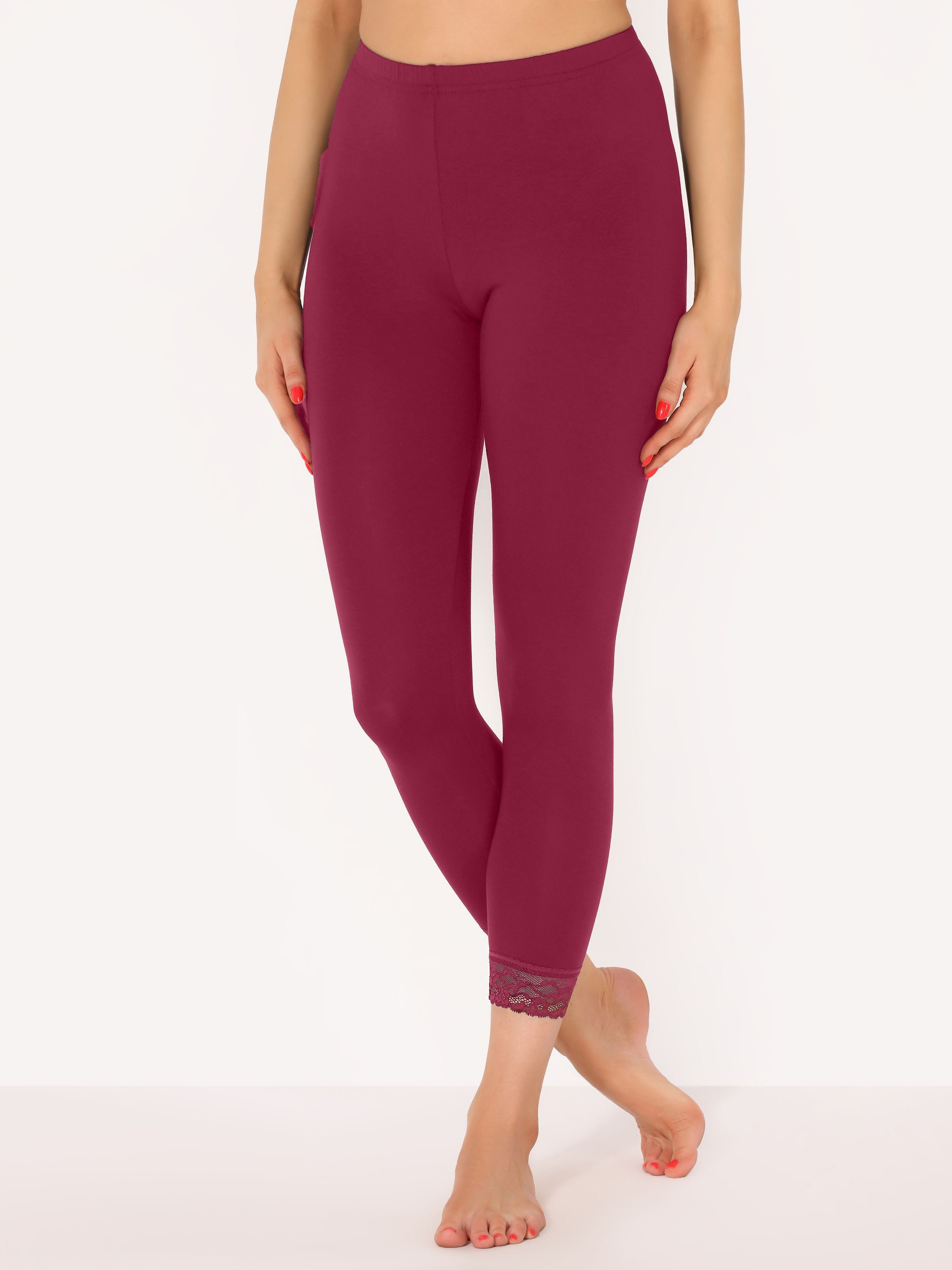 Merry Style Leggings Damen 7/8 Hose mit Spitze MS10-342 (1-tlg) aus Viskose