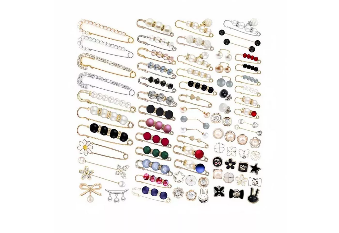 Zaewry Anstecknadel Set 80 Stück Perlen Brosche Damen Hose Enger Machen Clip Perlen (80-tlg)