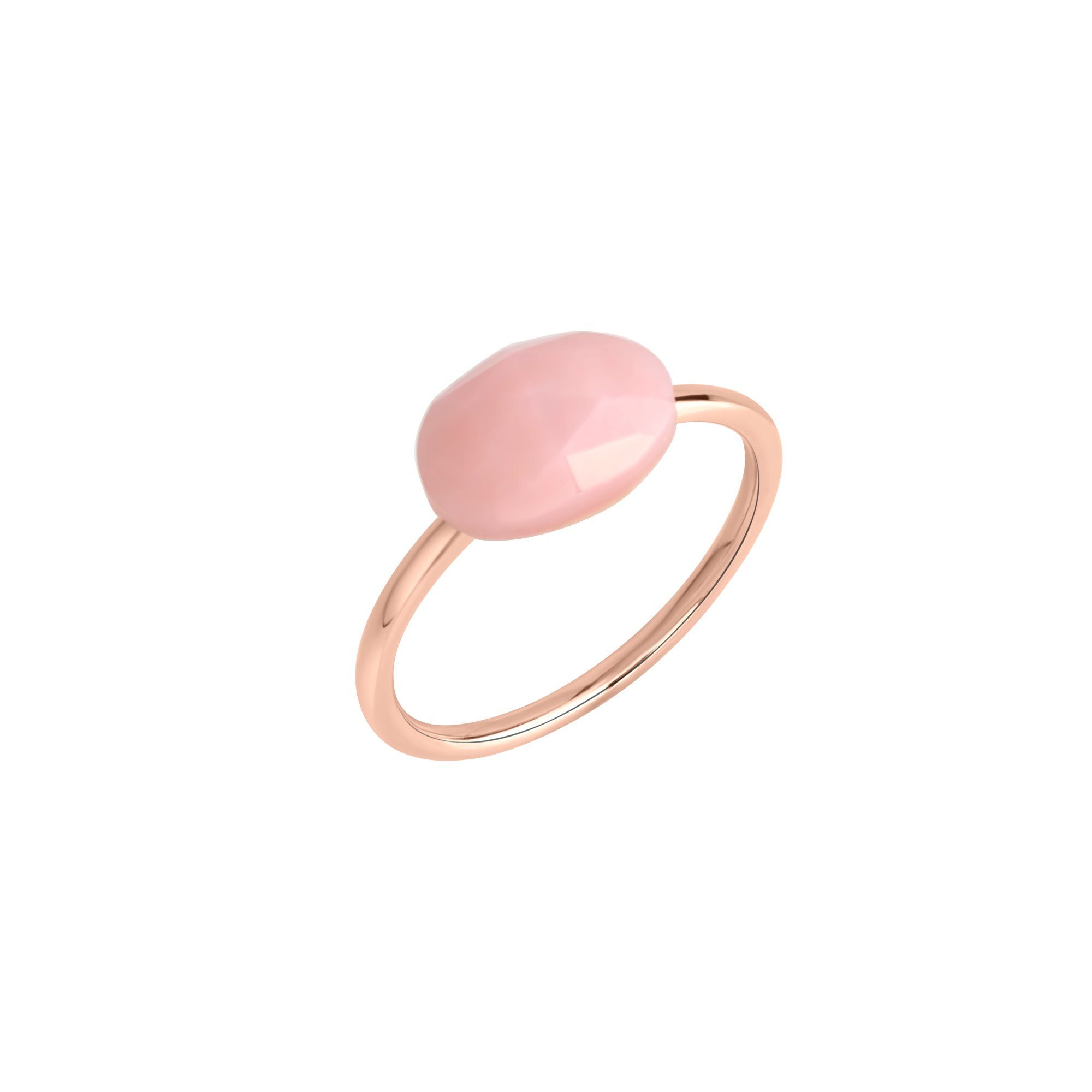 Jamelli Fingerring Silber 925 rosé-vergoldet mit einem pinken Opal 10x7mm