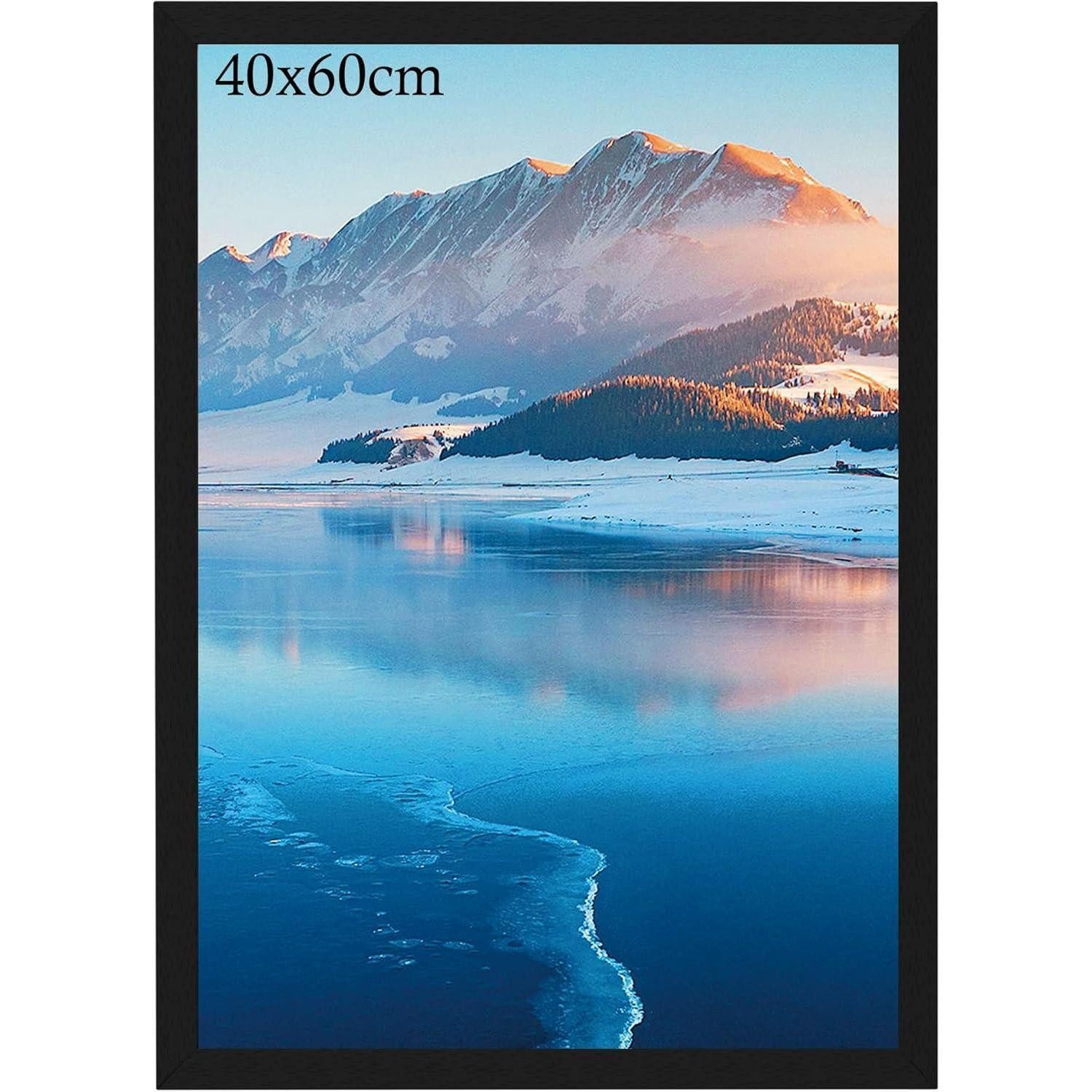 LuxusKollektion Einzelrahmen Bilderrahmen 40x60cm Holz Schwarz Wandmontiert Schwarz 1 x (40x60)