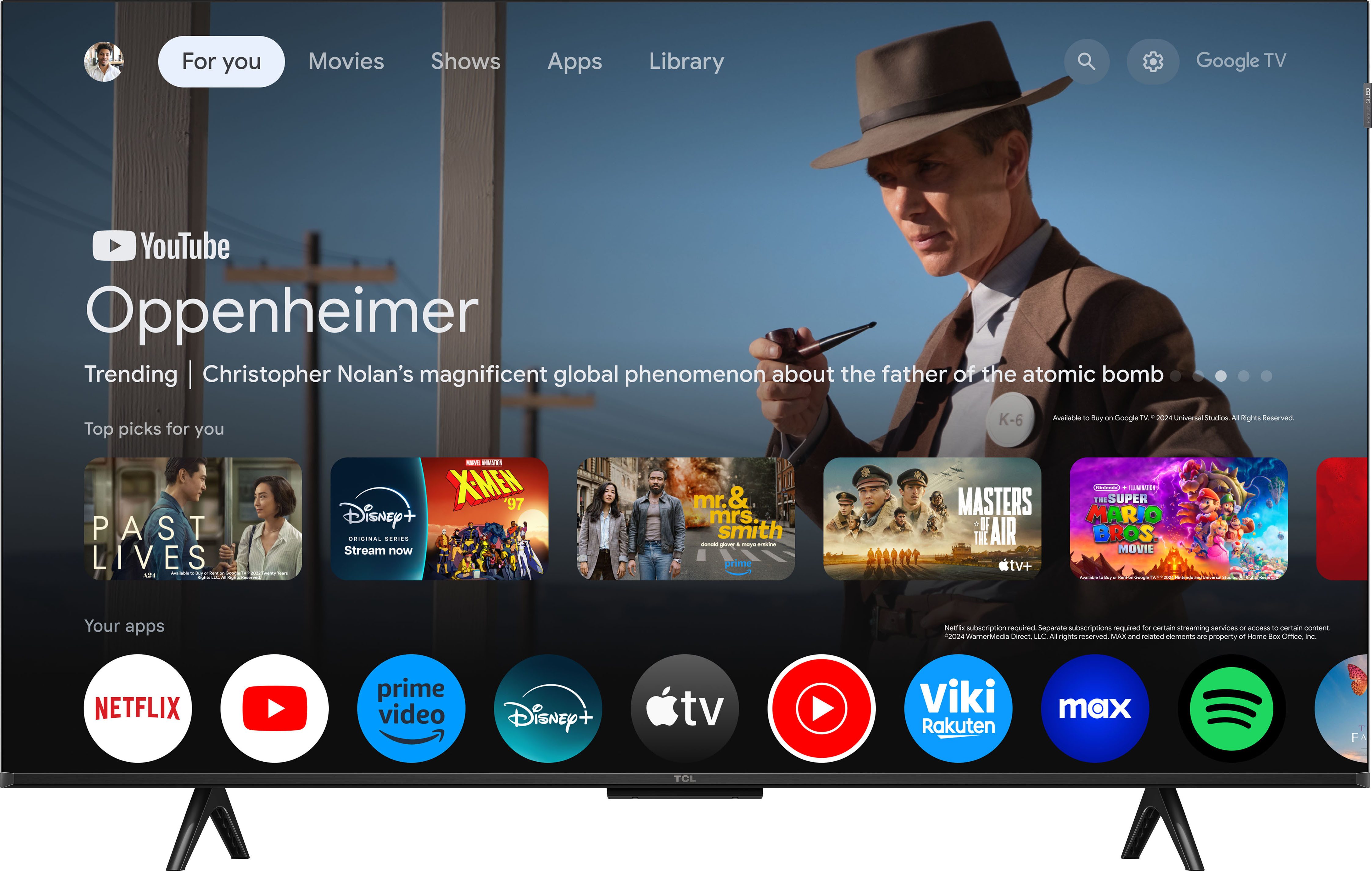 TCL 43P71KX1 QLED-Fernseher (108 cm/43 Zoll, 4K Ultra HD, Smart-TV, Google TV, Multi-HDR, Dolby Vision, Smart TV, Airplay2, Dolby Atmos, Game Master)