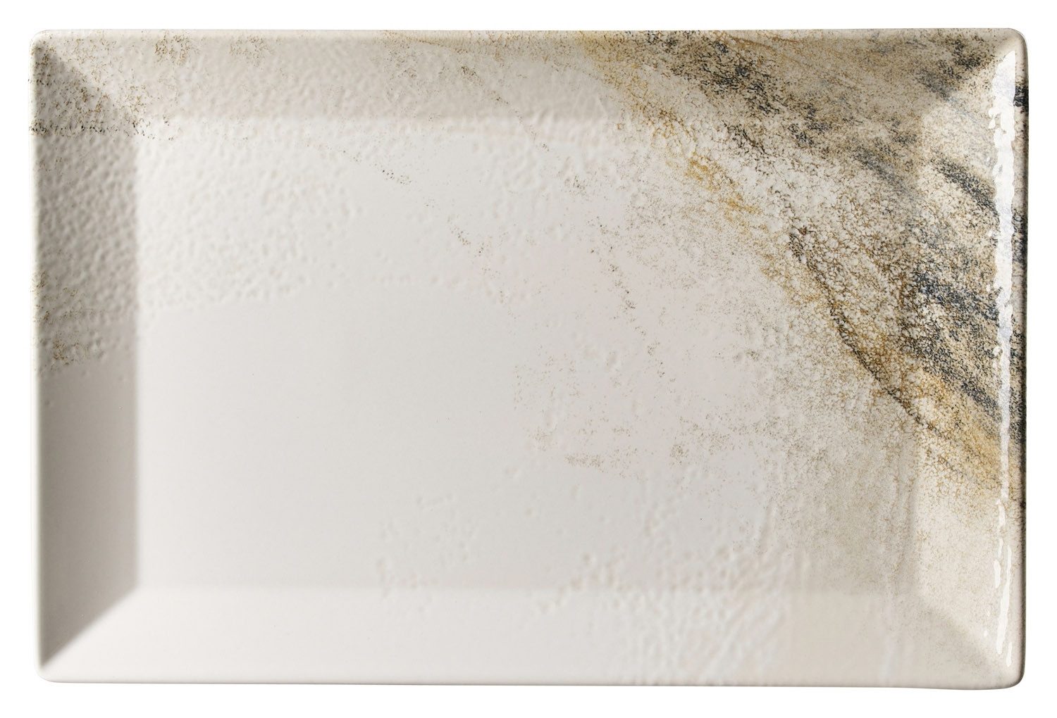 Ritzenhoff & Breker Servierplatte AREZZO, Weiß. Braun, Eckig, 34 x 23 cm, Steinzeug, (1-tlg), spülmaschinengeeignet