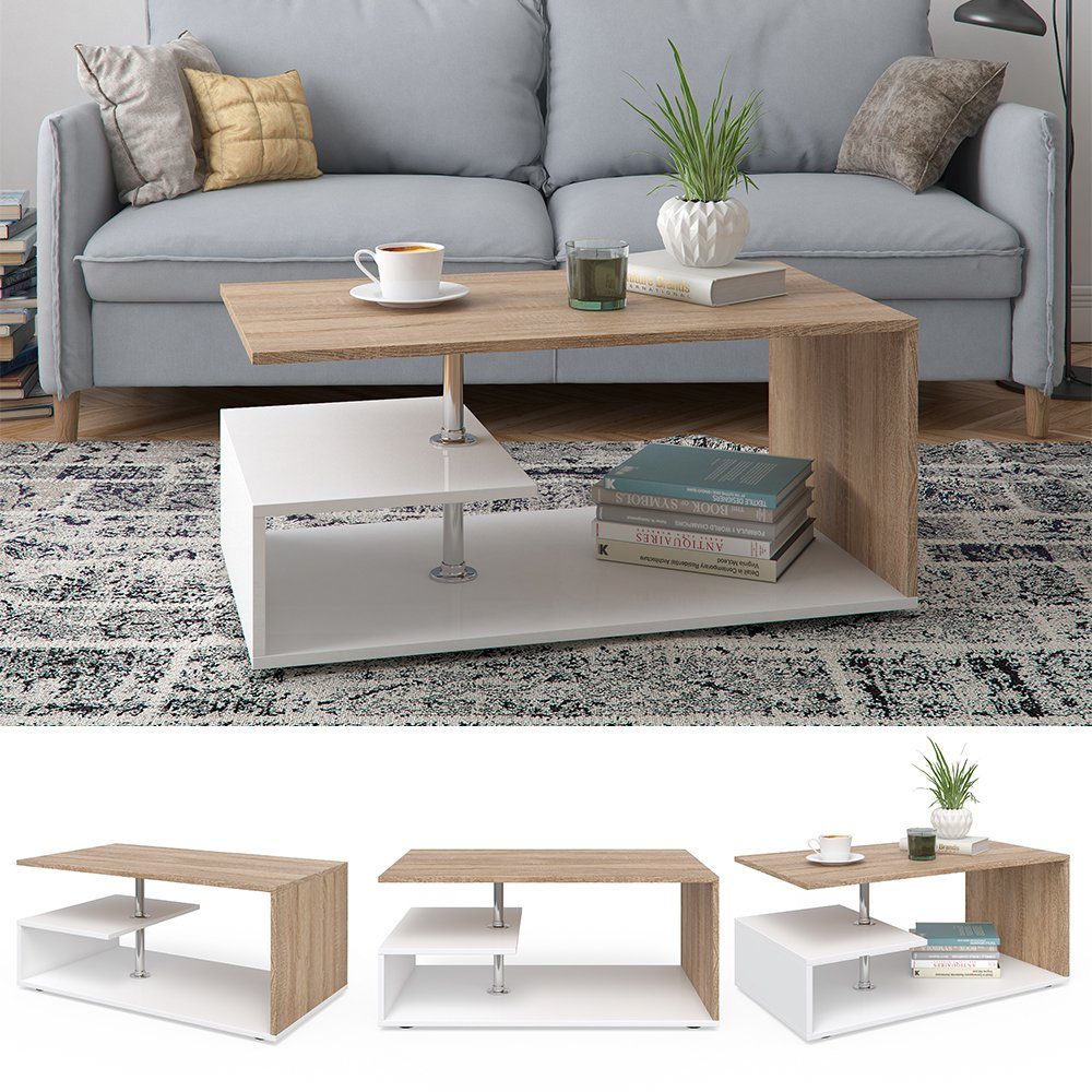 Vicco Couchtisch Guillermo, Weiß/Sonoma, 91 x günstig online kaufen