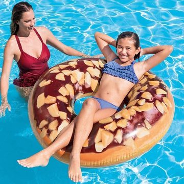 Intex Luftmatratze Schwimmreifen Pool Luftmatratze aufblasbar 114cm Donut Schwimmring, (1-St), ab 9 Jahre,Fotorealistisches Schokodonut-Design