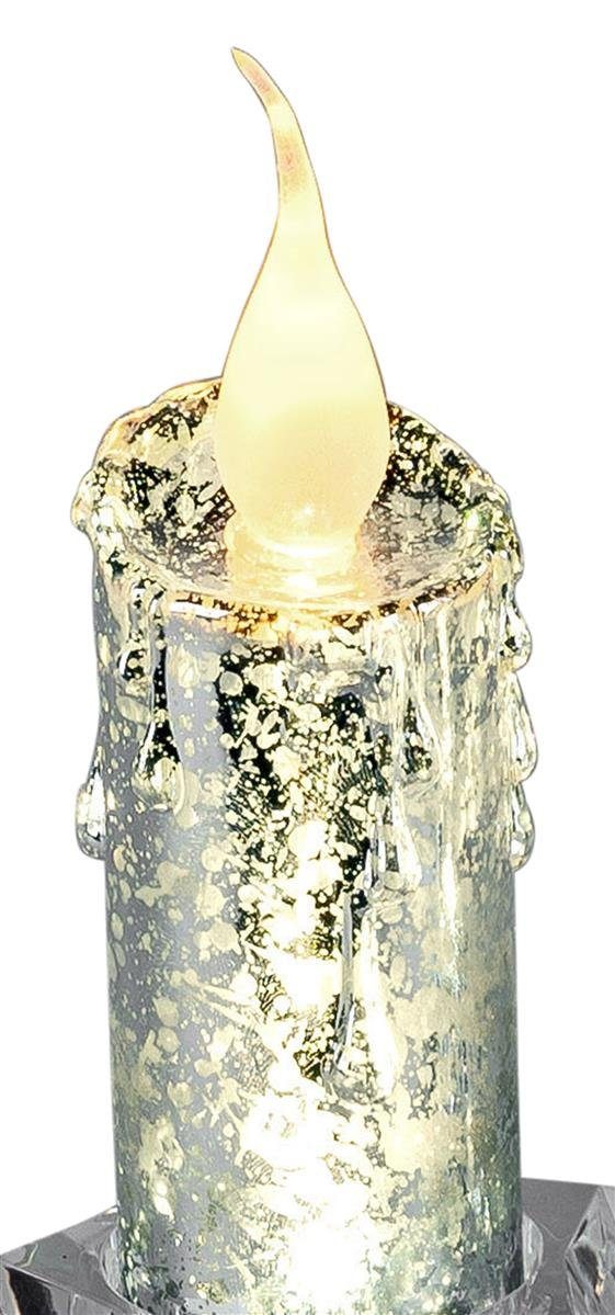 dekojohnson Skulptur LED mit flammenlos gold 16cm Acrylkerze Timer