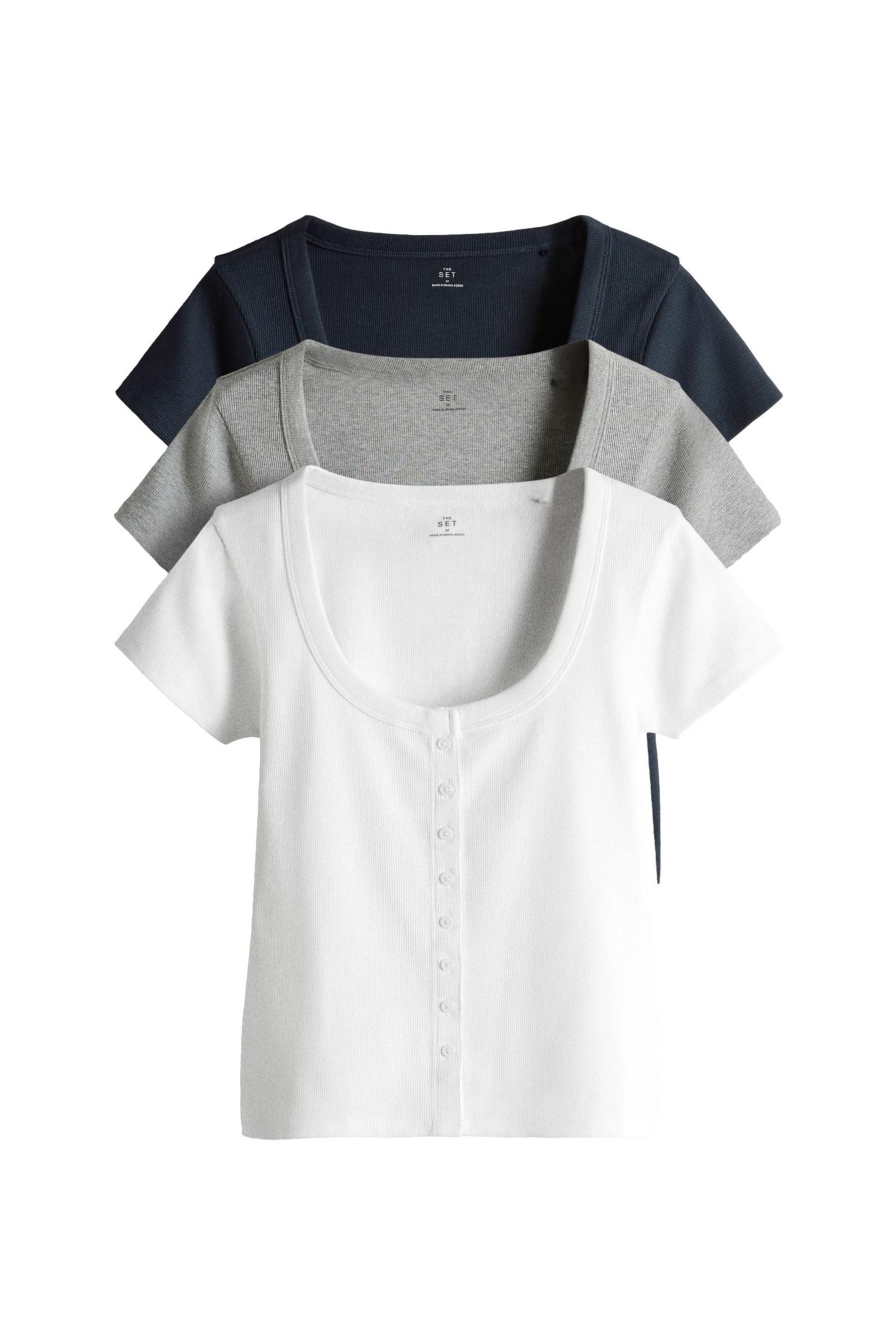 The Set T-Shirt The Set Oberteile mit U-Ausschnitt, 3er-Pack (3-tlg)