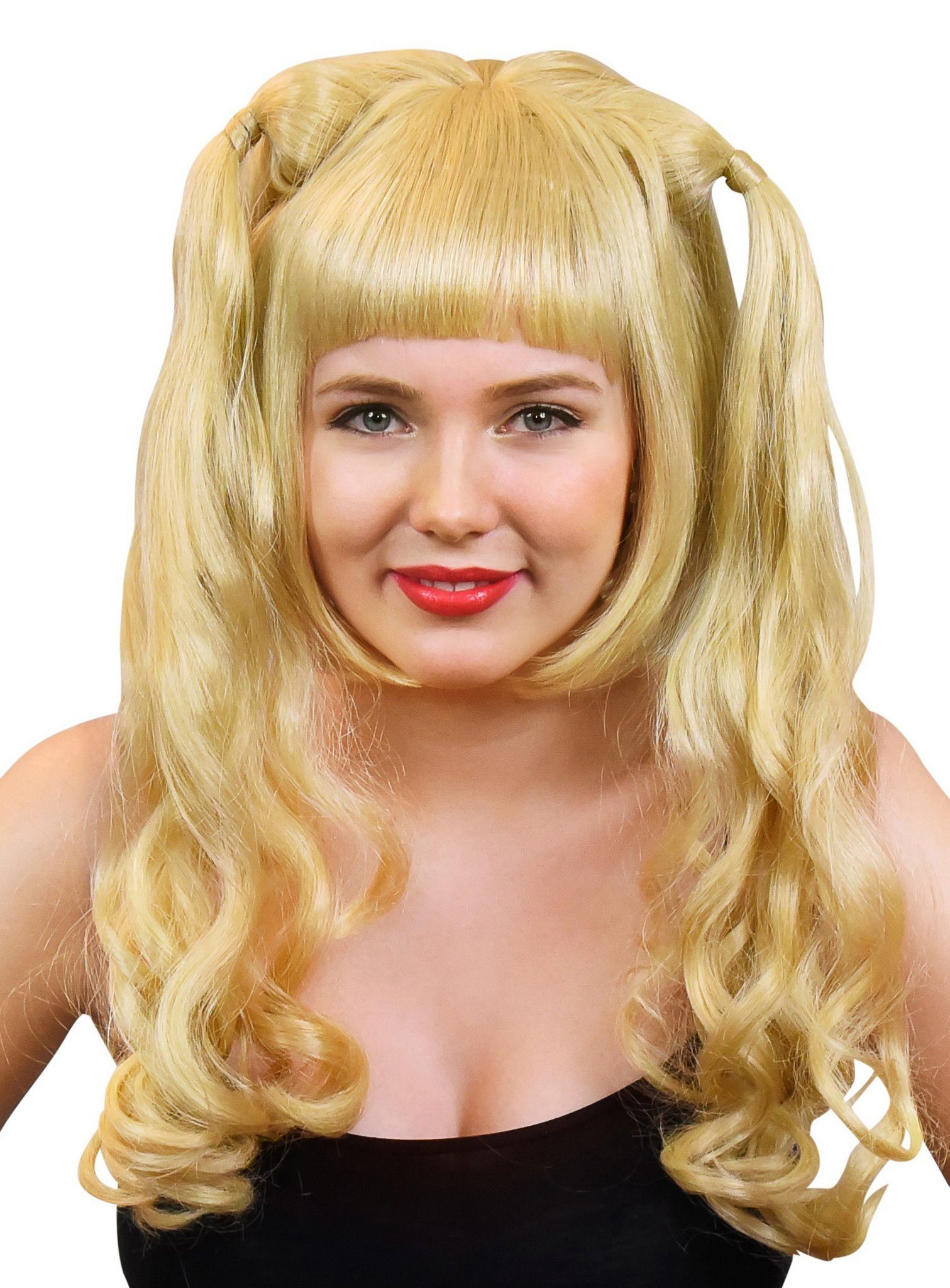 Metamorph Kostüm-Perücke Manga blond, Langhaarperücke mit Zöpfen für Cosplay-Charaktere