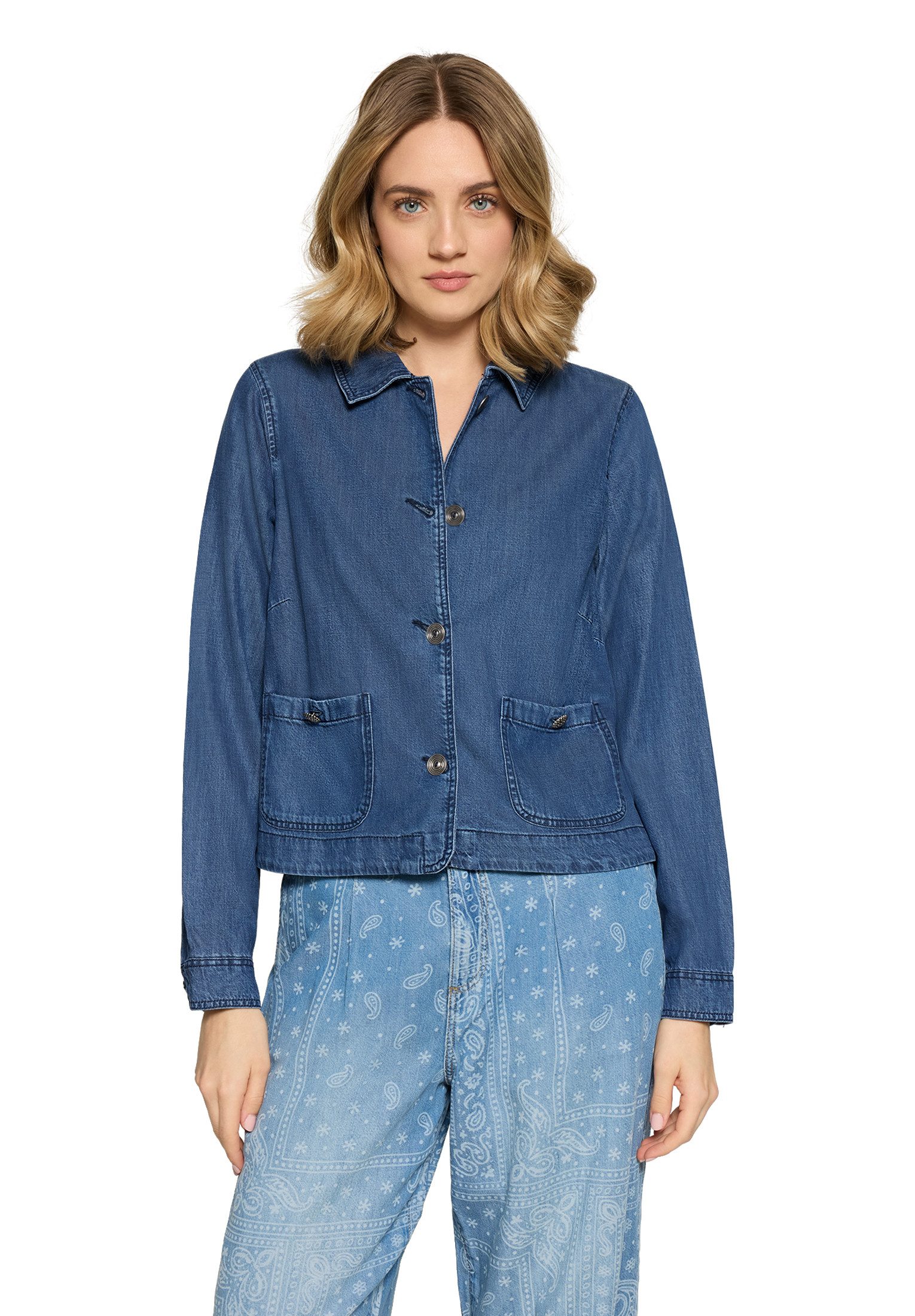 Cartoon Jackenblazer Damen mit aufgesetzten Taschen