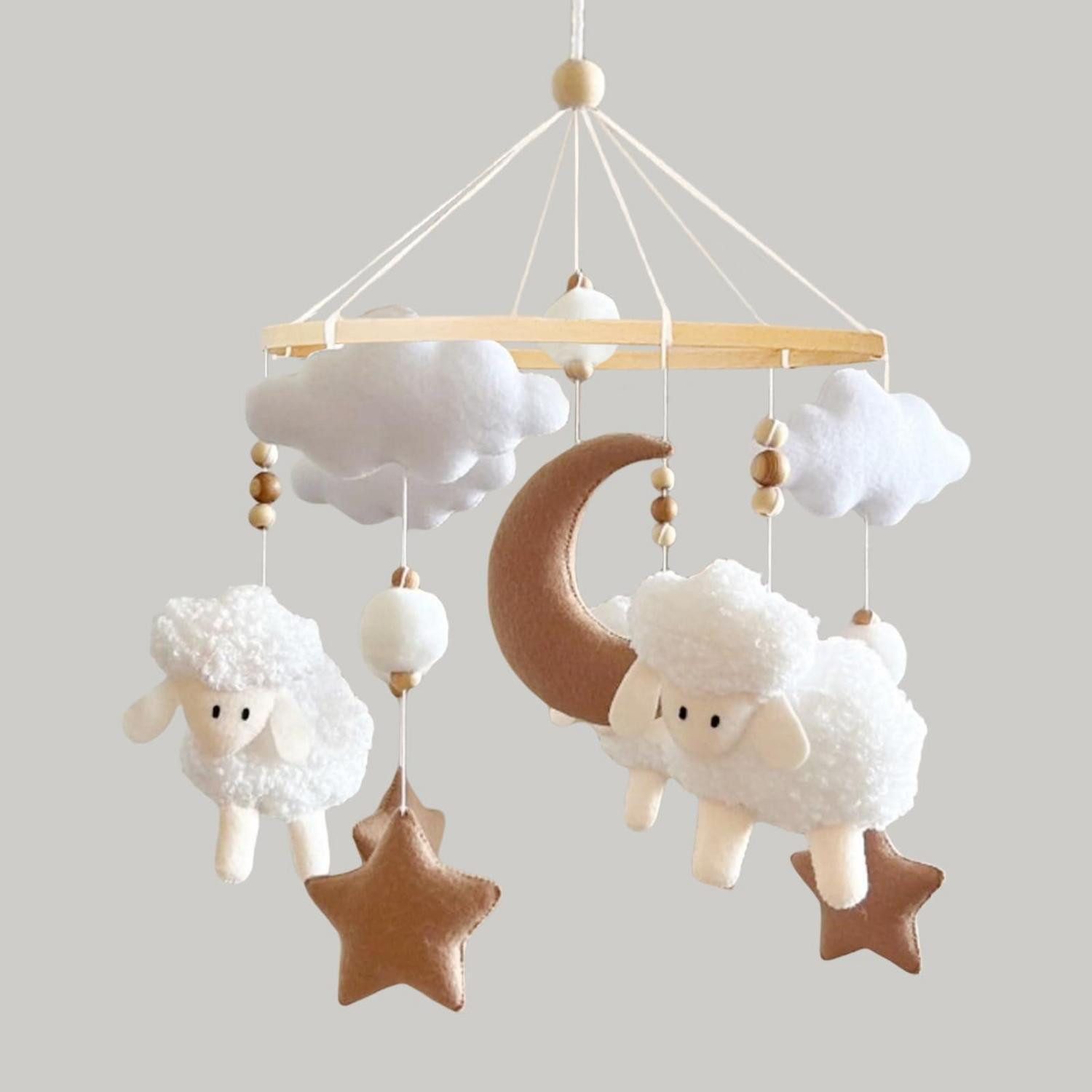 LuxusKollektion Mobile Mobile Babybett Windspiel Bettglocke Schaf Sterne Mädchen 3 Schafe