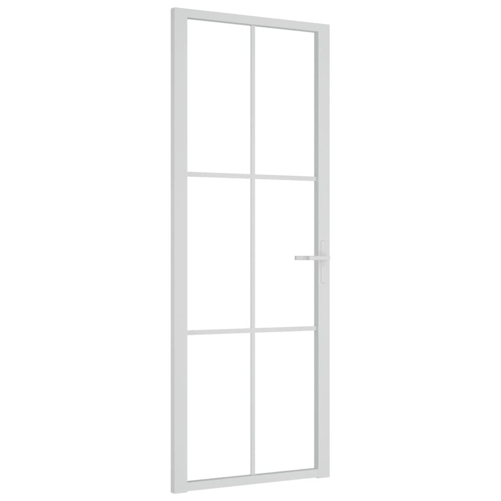 vidaXL Zimmertür Innentür 76x201,5 cm Weiß ESG-Glas und Aluminium Zimmertür Glastür