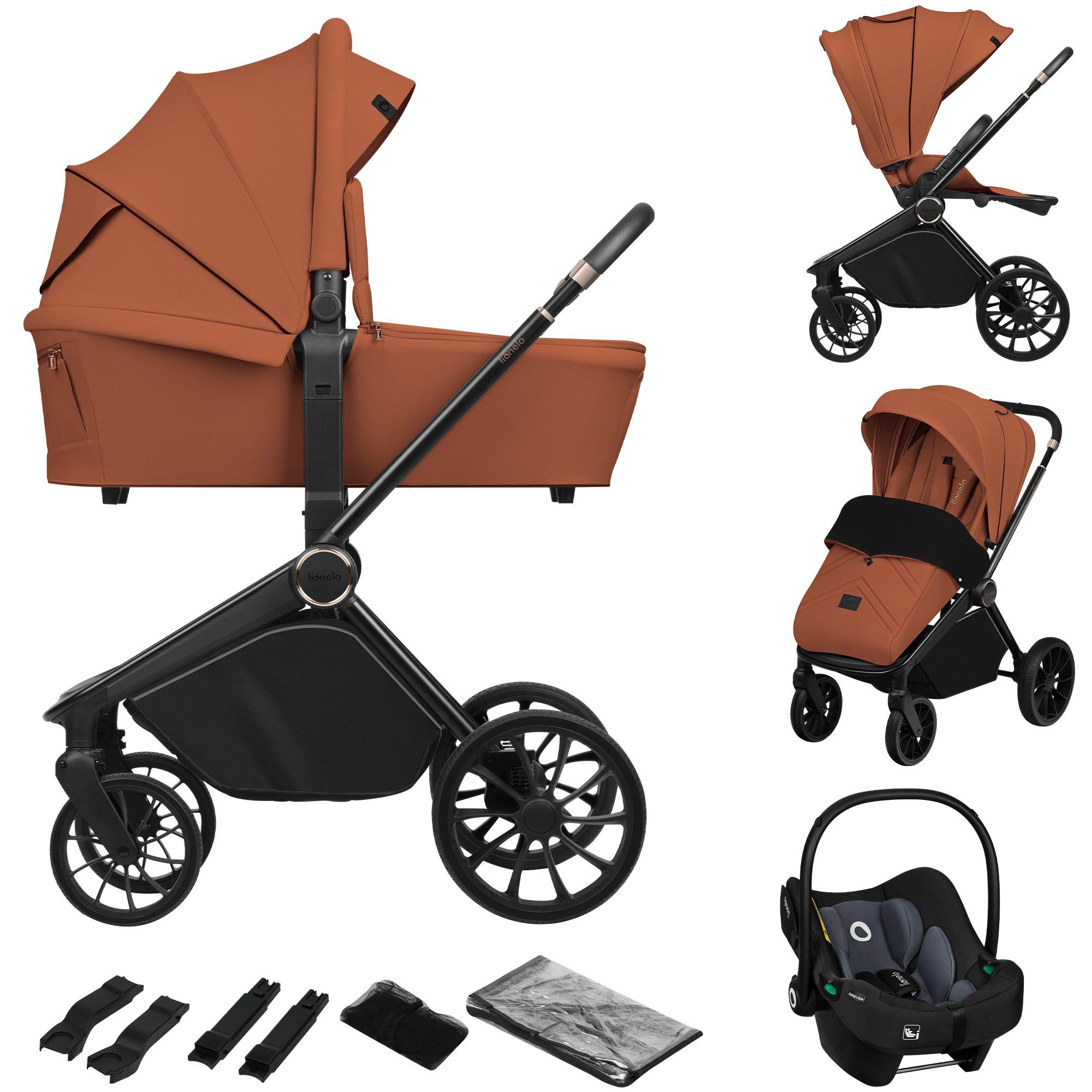 lionelo Kombi-Kinderwagen MIKA PLUS 3IN1, (Set), 3in1 Set mit Astrid i-size/XXL-Verdeck/Komfortable Dämpfung
