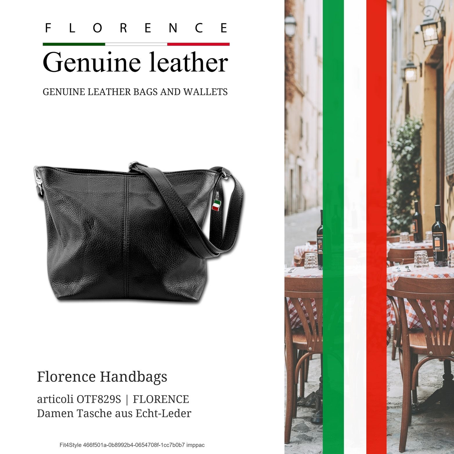 FLORENCE Umhängetasche schwarz Florence Tasche Leder (Schultertasche, Umhängetasche), Damen Tasche Echtes Leder taupe, beige, Made-In Italy