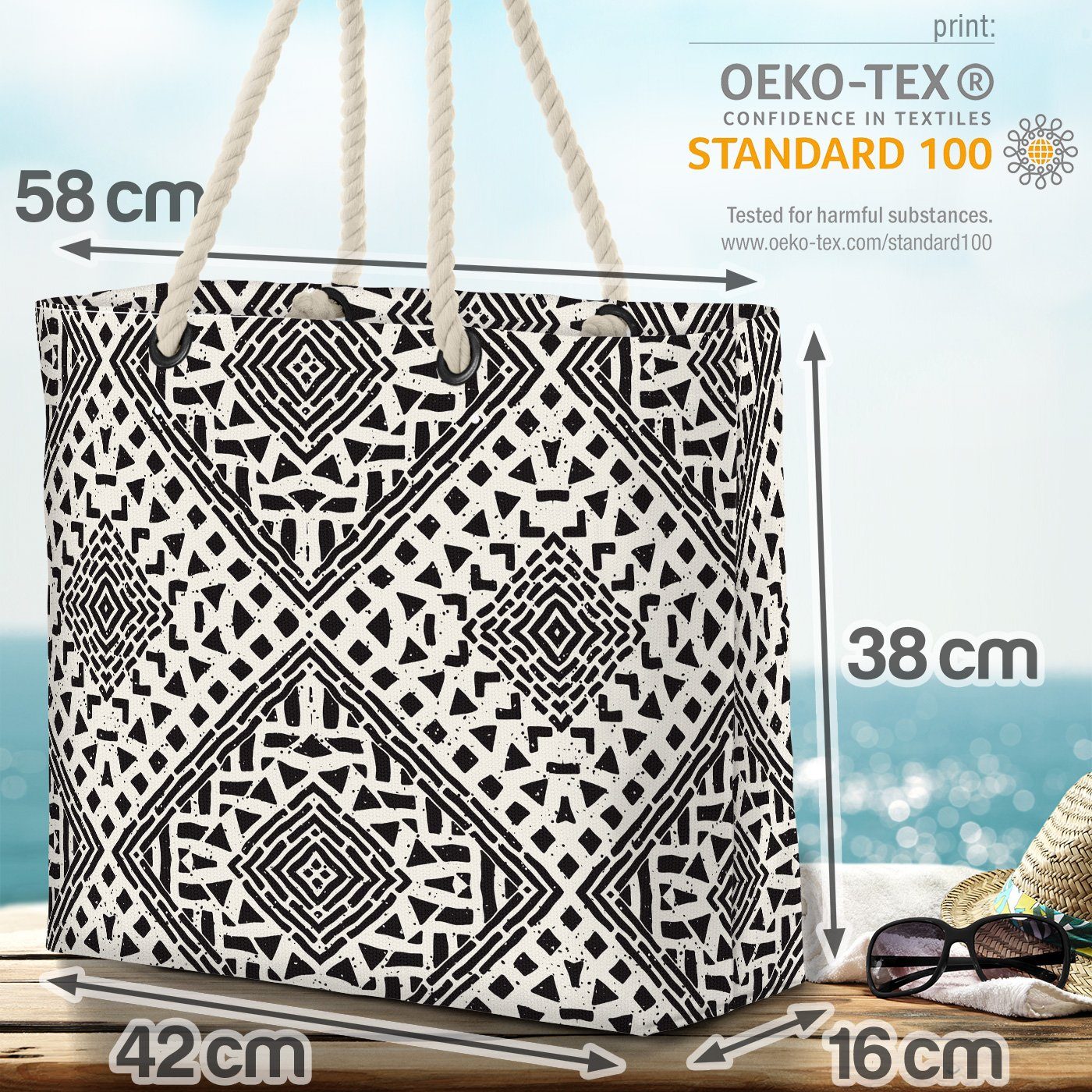 Fliesen (1-tlg), Strandtasche Muster Töpfern Bag VOID Mediterranes Schwarz Beach Italien Keramik Weiss