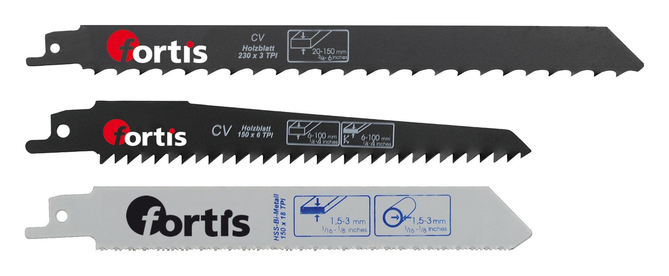 (3-St), Säbelsägeblatt fortis teilig 3 Set