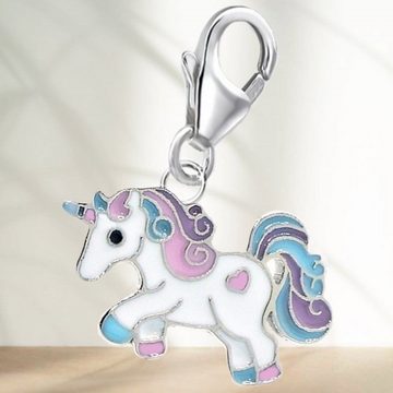 Goldene Hufeisen Charm-Einhänger Einhorn Karabiner Charm Einhänger für Bettelarmband 925 Silber Pferd (1 Stück, inkl. Etui), für Gliederarmband oder Halskette