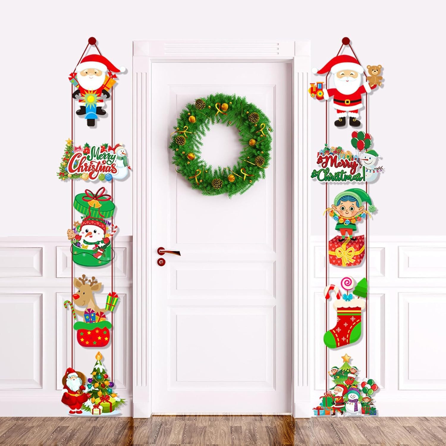 Coonoor Hängedekoration Weihnachten Tür Abdeckung Dekoration Weihnachtsmann Banner, für Drinnen Draußen Zuhause Veranda Wand Hof Dekorationen