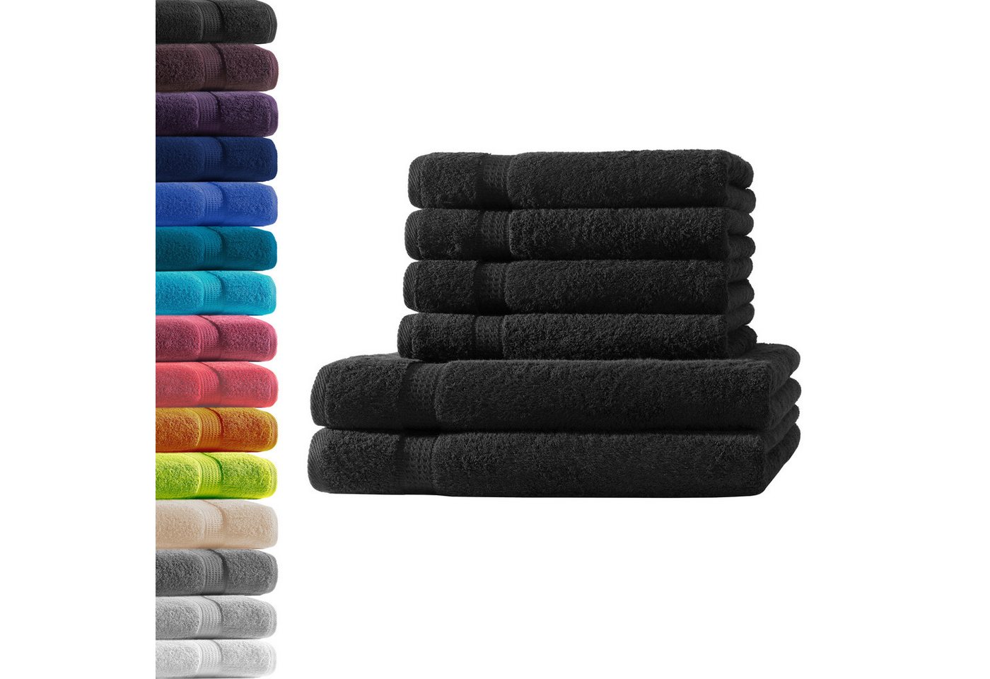 Hometex Premium Textiles Handtuch in Premium Qualität 500 g/m², Feinster Frottier-Stoff 100% Baumwolle, 2x Duschtuch + 4x Handtuch, weich, saugfähig, extra schwer & flauschig