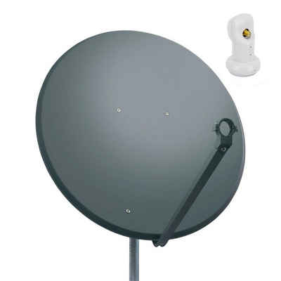 PremiumX SAT Anlage 100cm Satellitenschüssel Stahl Anthrazit Sinlge LNB SAT-Antenne