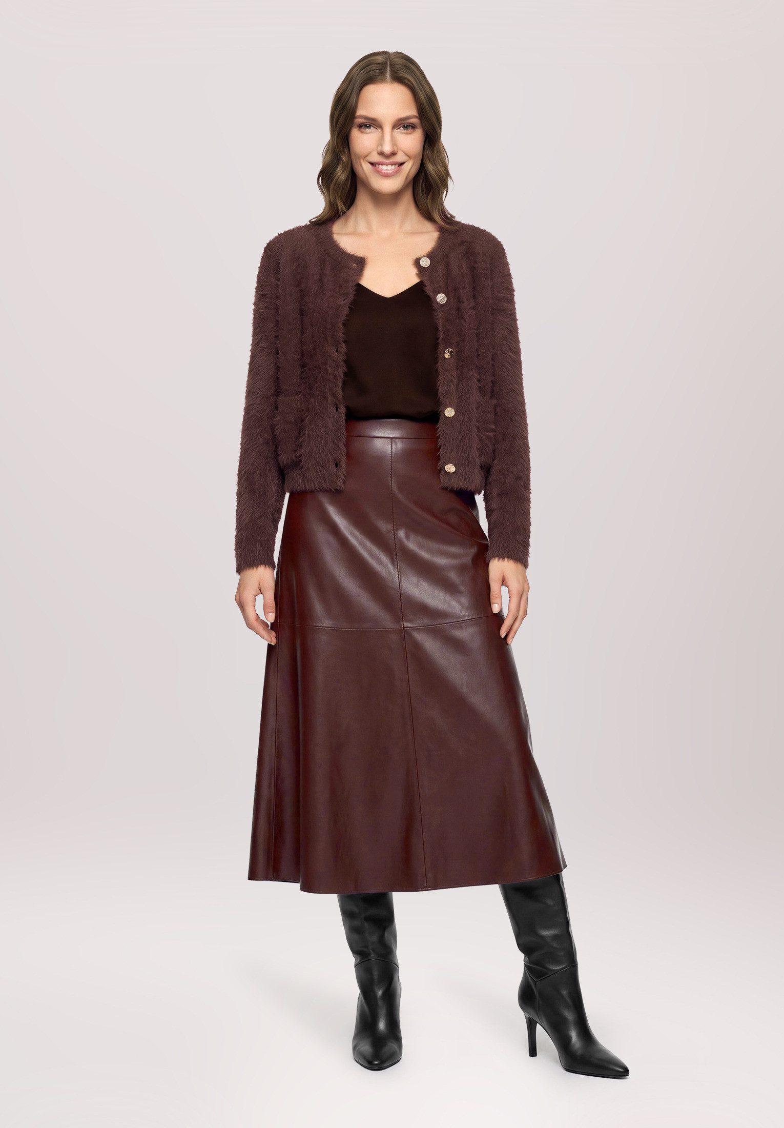 Vera Mont Strickjacke Damen mit Rundhalsausschnitt (1-tlg)