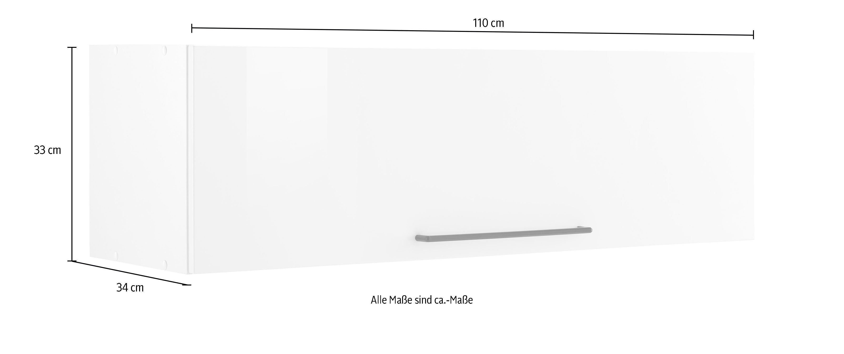KOCHSTATION Klapphängeschrank KS-Tulsa 110 cm breit, mit 1 Klappe, schwarzer Metallgriff, MDF Front
