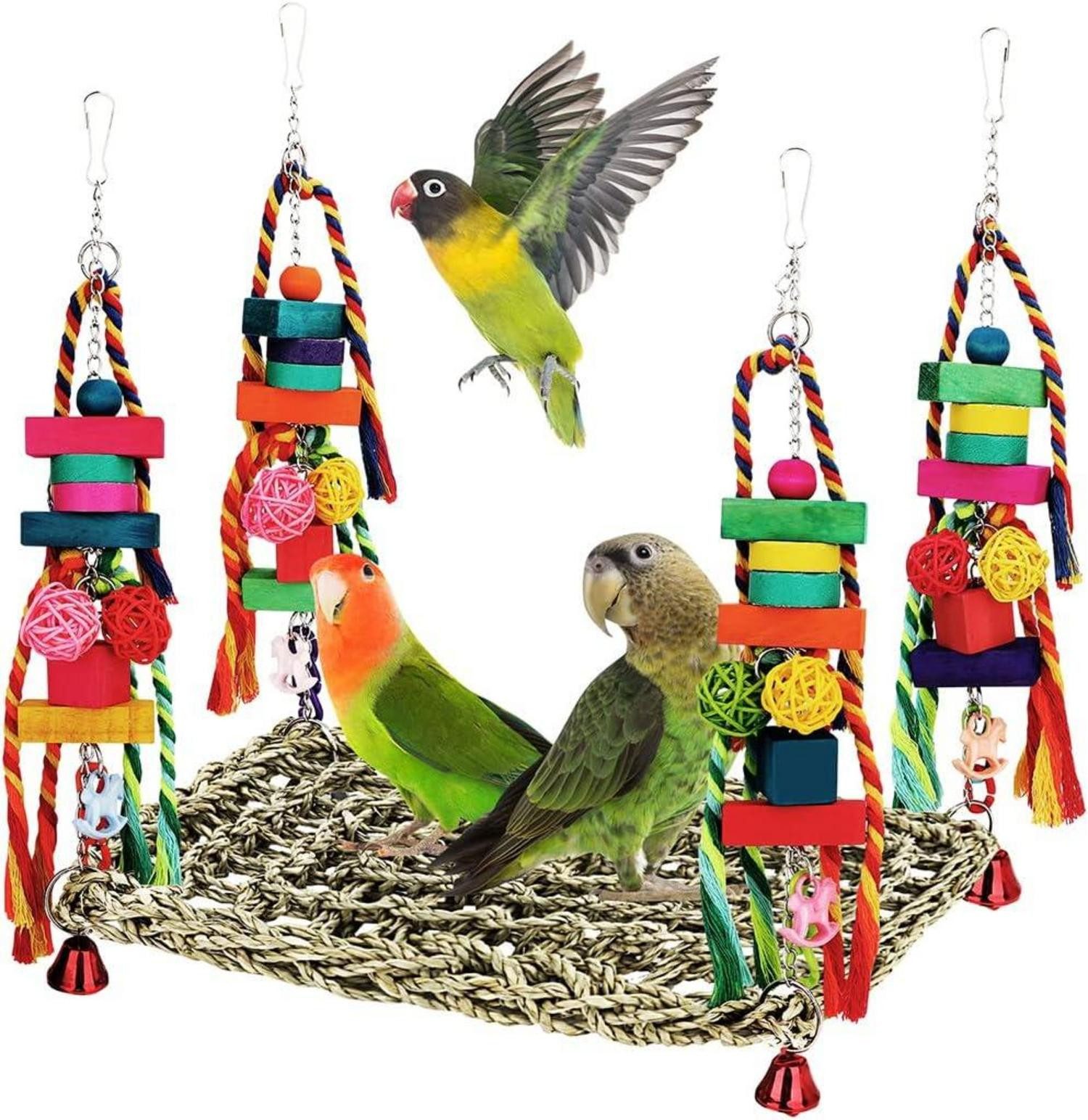 Voliere Vogelspielzeug Hängematte Schaukelmatte Seegras Klettern
