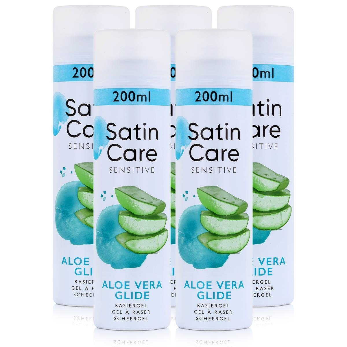 Gillette After-Shave Gillette for Women Satin Care Gel empfindliche Haut 200 ml (5er Pack)