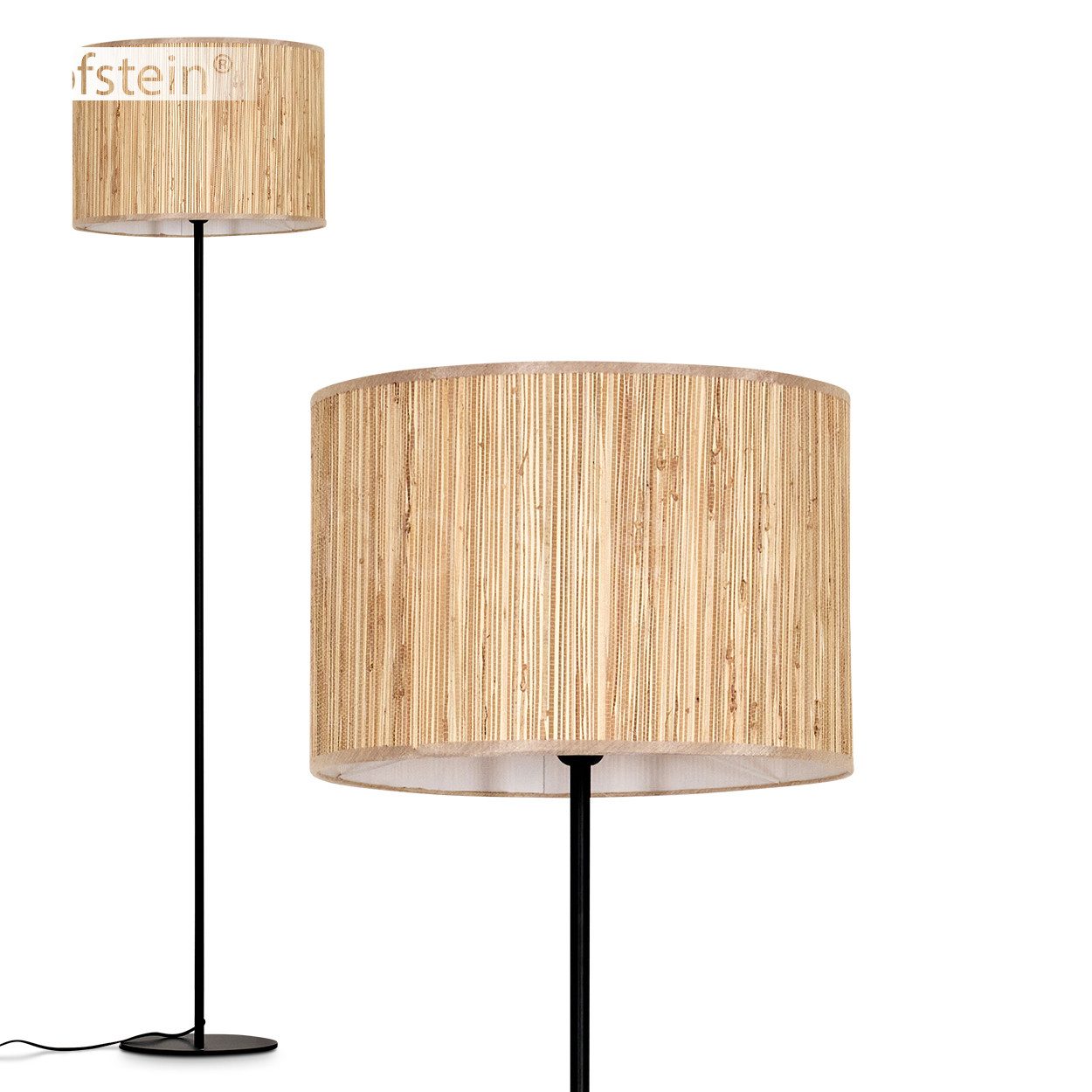 hofstein Stehlampe Stehlampe aus Metall/Seegras in Schwarz/Natur, ohne Leuc günstig online kaufen