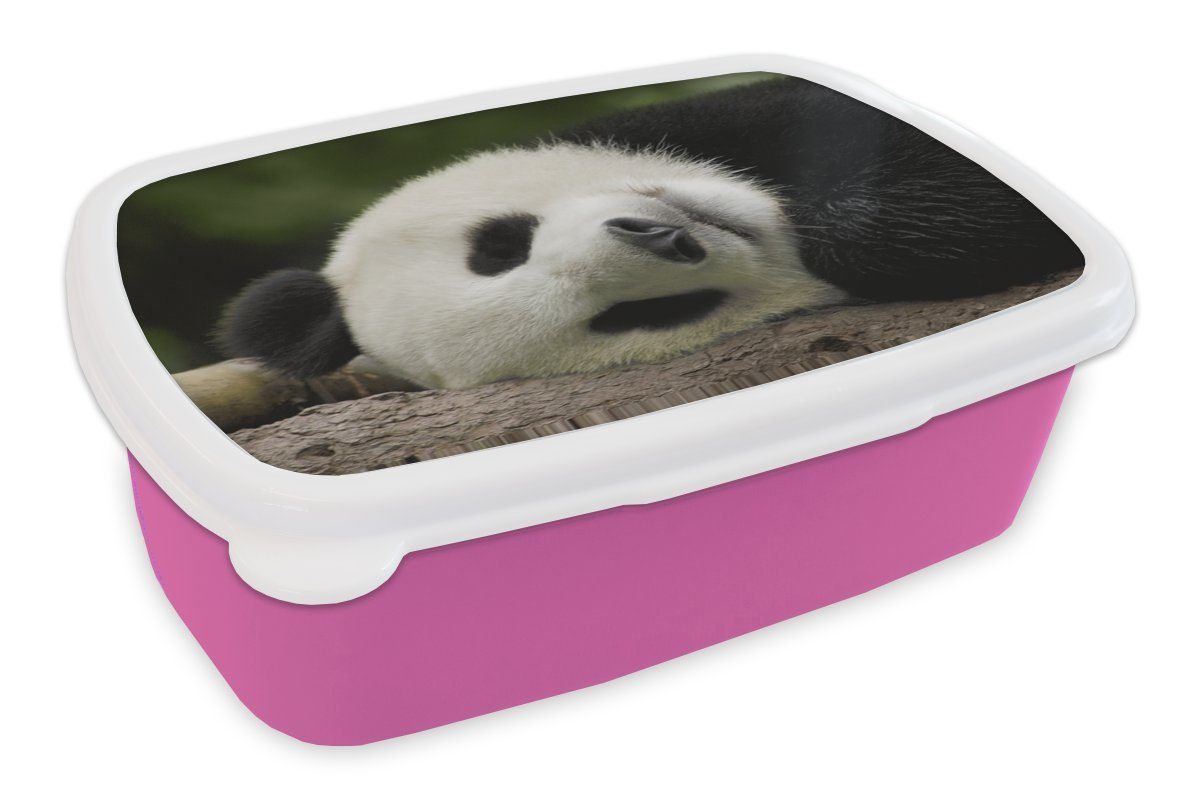 MuchoWow Lunchbox Panda - Bären - China, Kunststoff, (2-tlg), Brotbox für Erwachsene, Brotdose Kinder, Snackbox, Mädchen, Kunststoff rosa