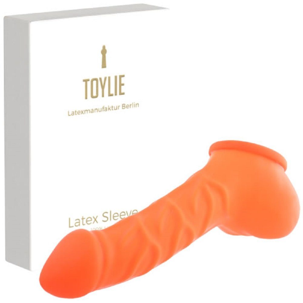 Toylie Latex-Penishülle Neon-Orange, Penishülle Hodensack mit Äderung starker und Toylie «FRANZ»,