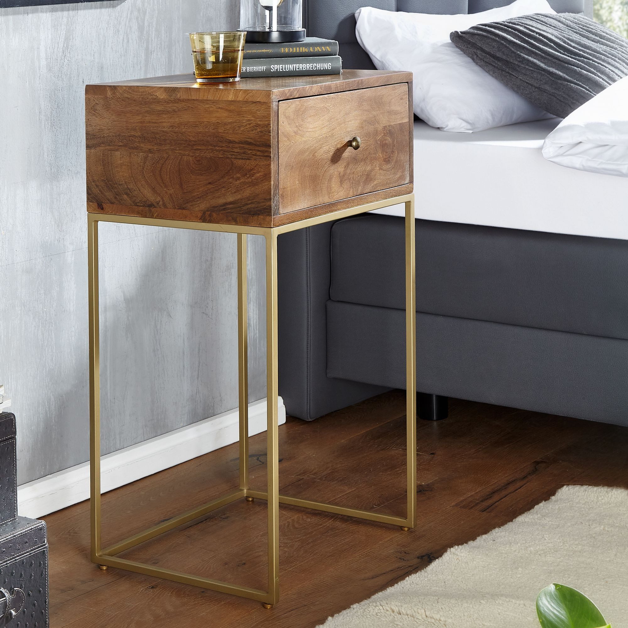 FINEBUY Nachttisch FB71511 (Mango Massivholz / günstig online kaufen