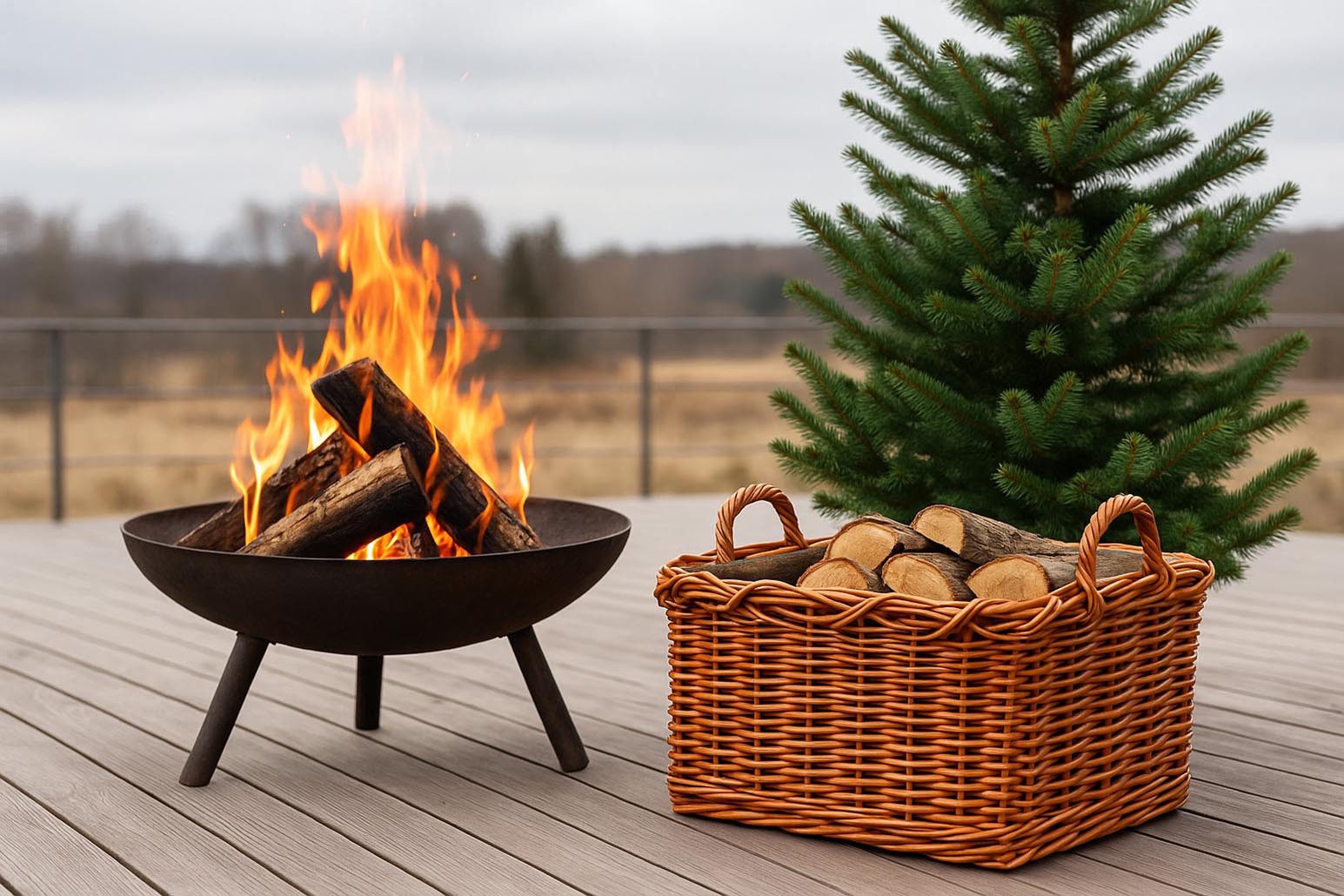 Kobolo Kaminholzkorb Holzkorb Rattan lacak mit abnehmbarem Leinenstoff günstig online kaufen