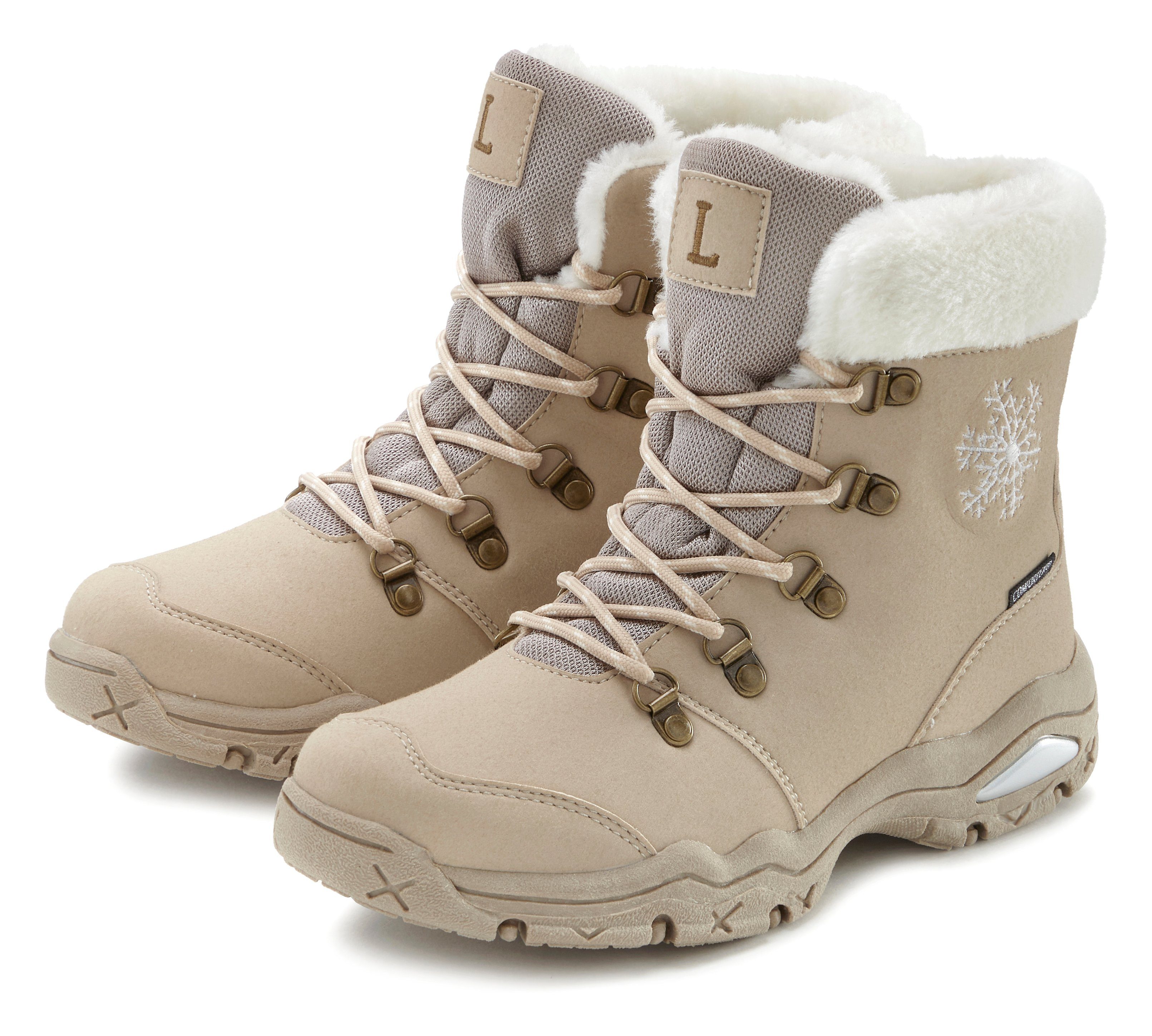 LASCANA Stiefelette, Stiefel, Winterstiefel Winterstiefelette mit Warmfutter, wind- & wasserabweisender Tex-Membran, Outdoor Boots