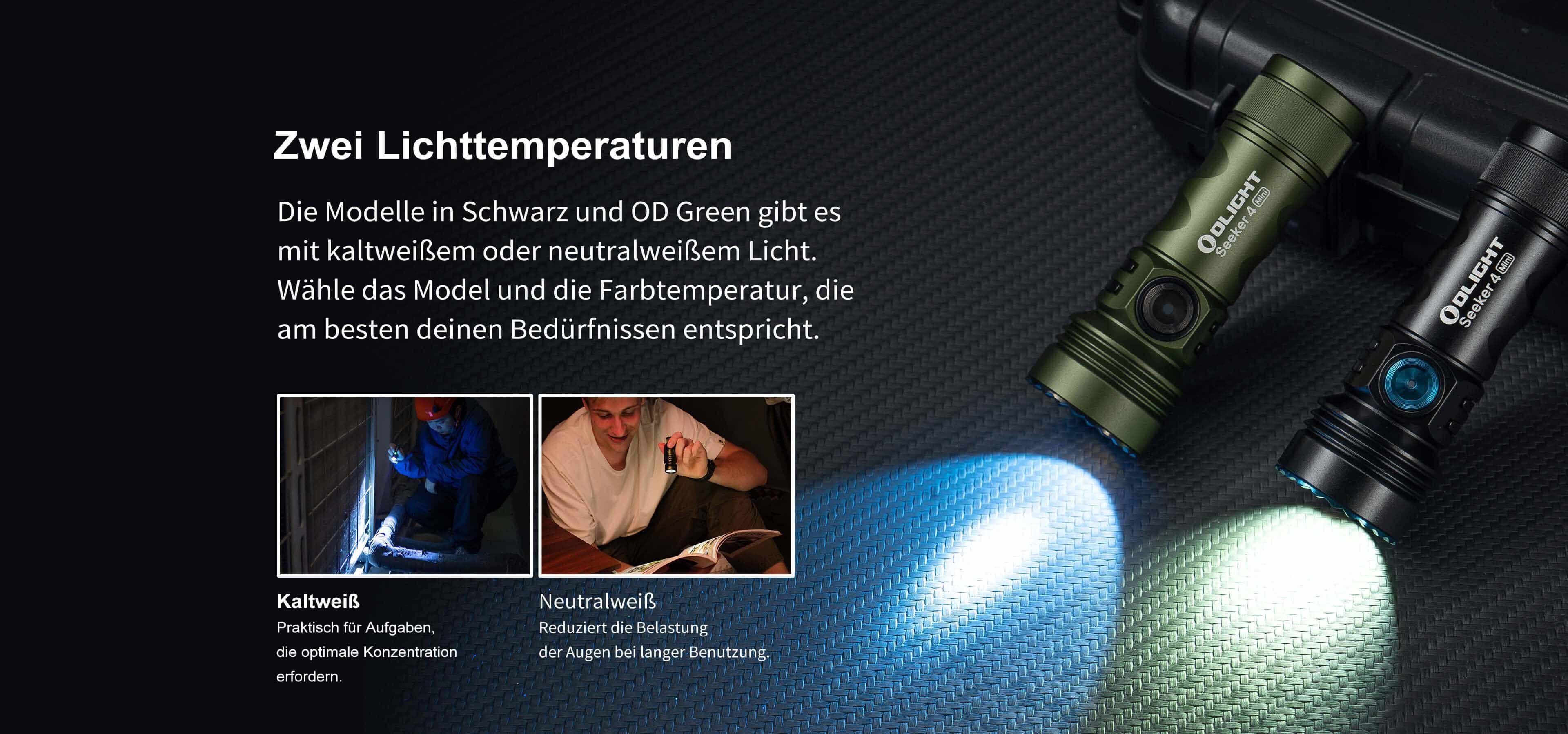 4 Schwarz Taschenlampe Seeker Taschenlampe OLIGHT Lichtquelle Mini Olight LED mit dualer