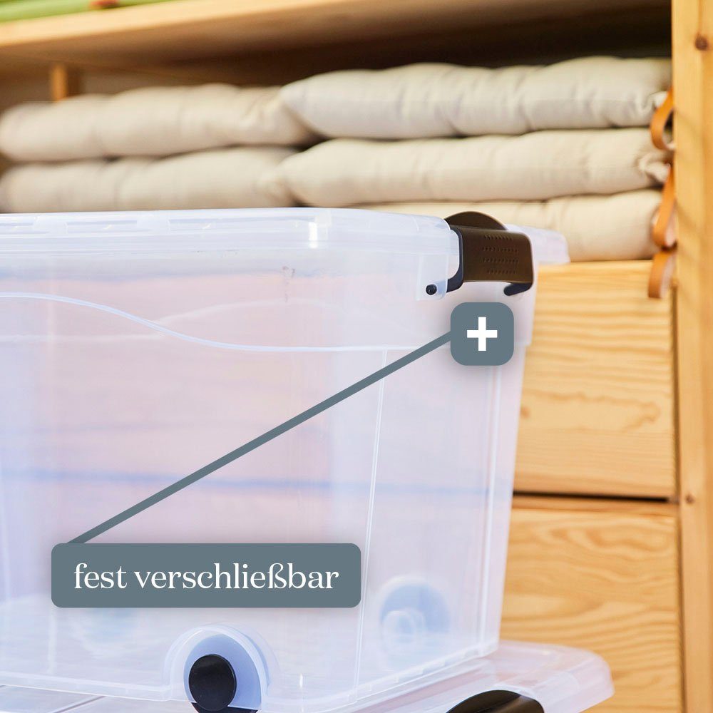 Siena Home Aufbewahrungsbox Anzio (1 St), mit Rollen und Deckel, Kunststoff