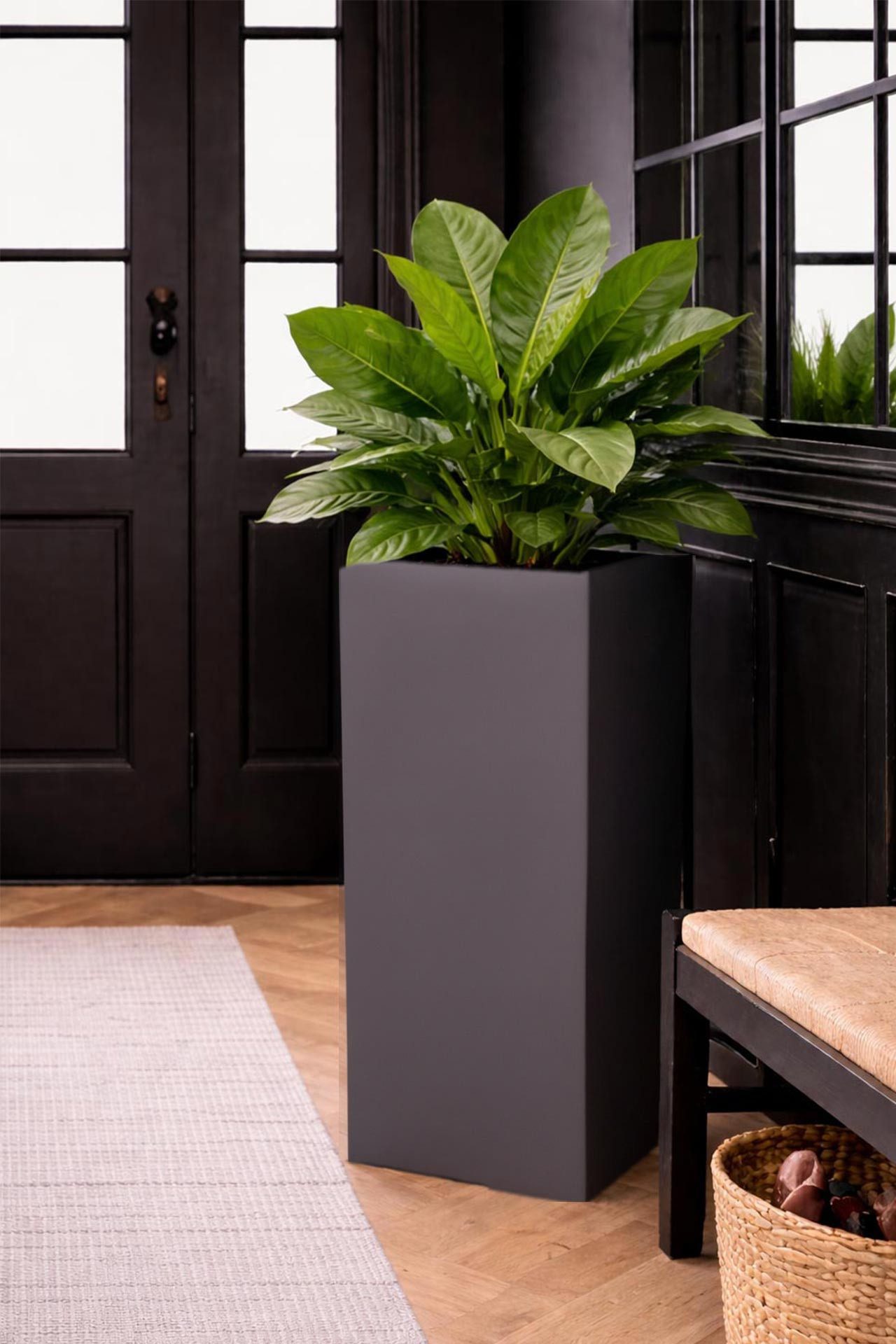 VIVANNO Pflanzkübel Zink BLOCK Säule - Anthrazit Matt (1 St), 24x24x65 cm