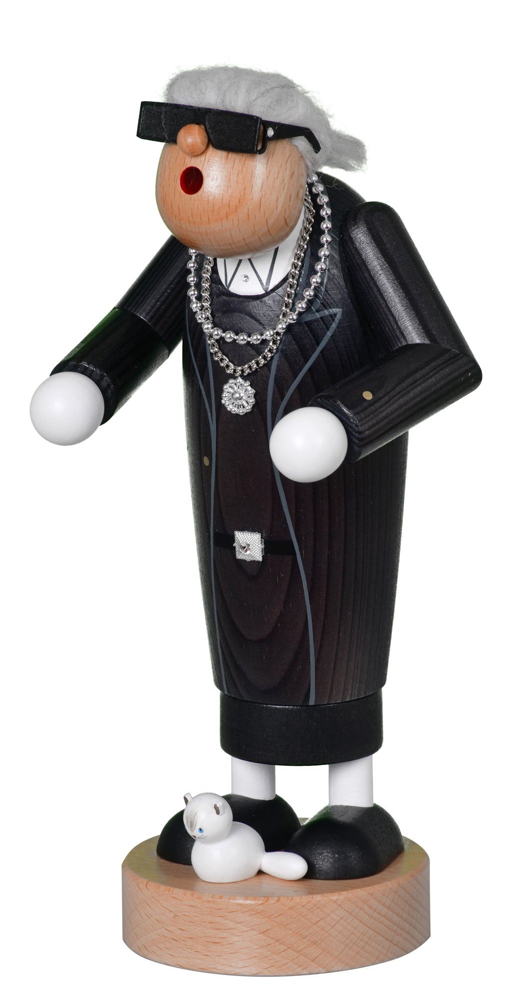 KWO Kunstgewerbe Werkstätten Räuchermännchen Modezar - Höhe: 24 cm - Handarbeit aus dem Erzgebirge, Handarbeit aus dem Erzgebirge