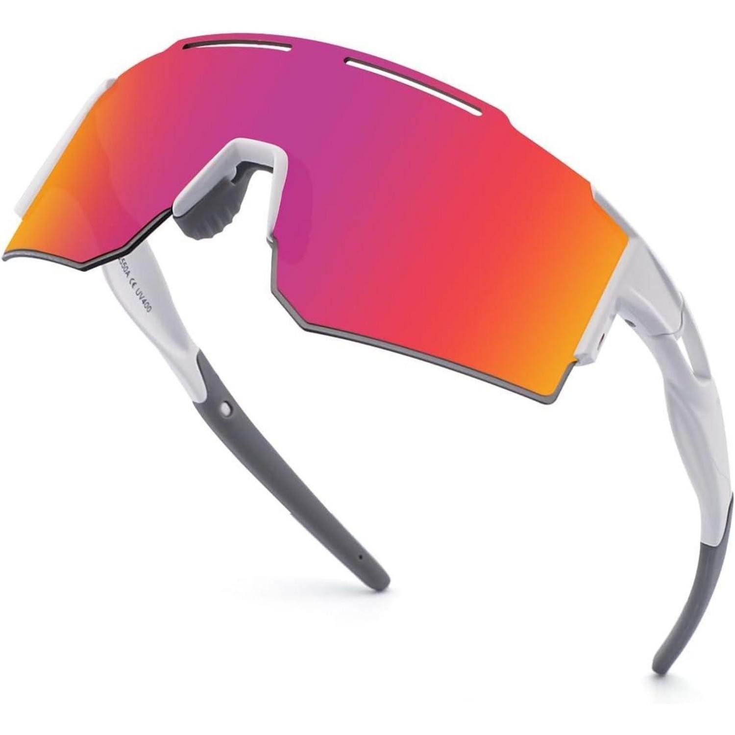 Fahrradbrille Fahrradbrille UV400 Sportbrille Wechselgläser Herren Uv-rot-1 Linse