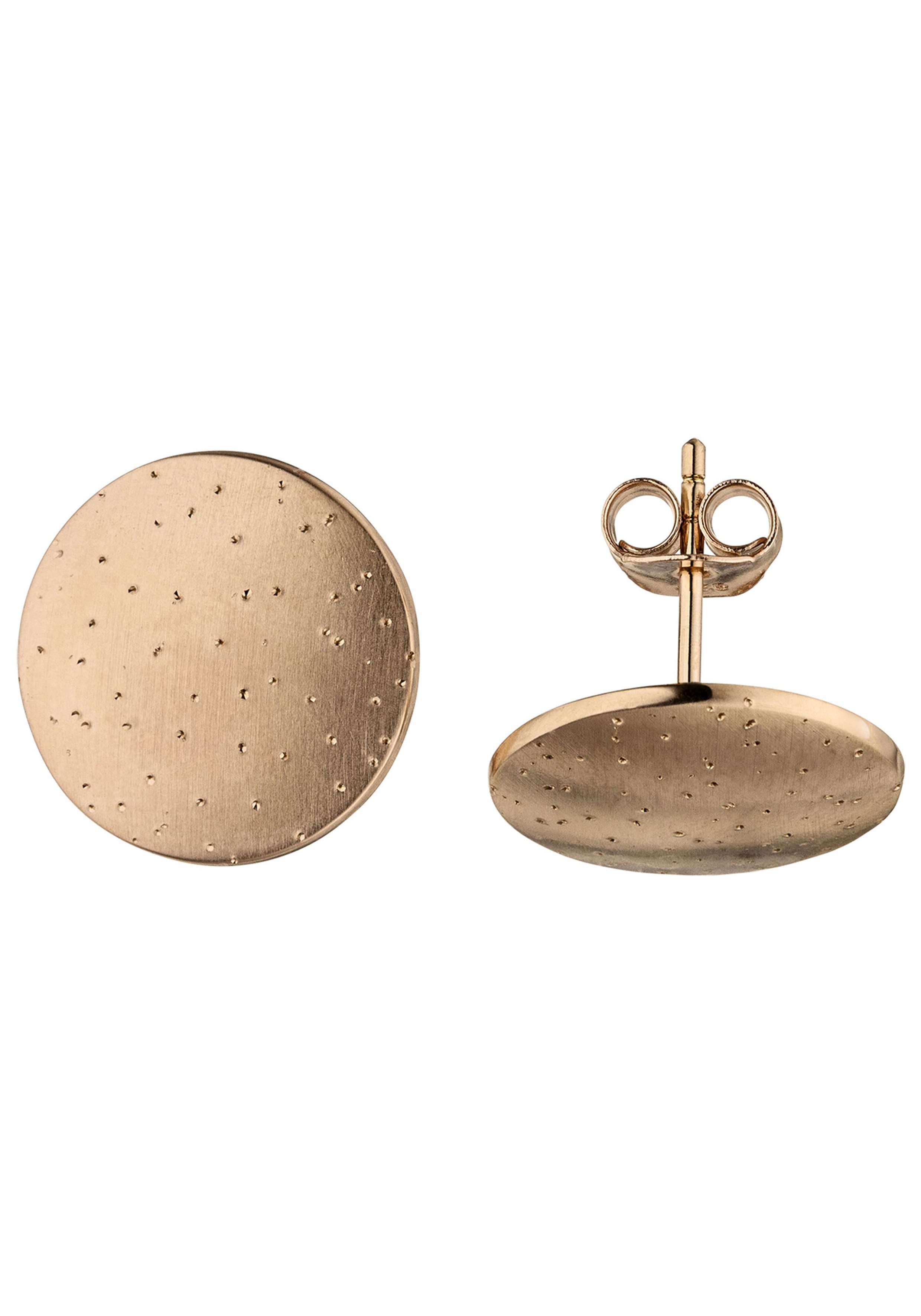 JOBO Paar Ohrstecker Ohrringe Teller 15 mm, 925 Silber roségold vergoldet mit Glitzer Effekt