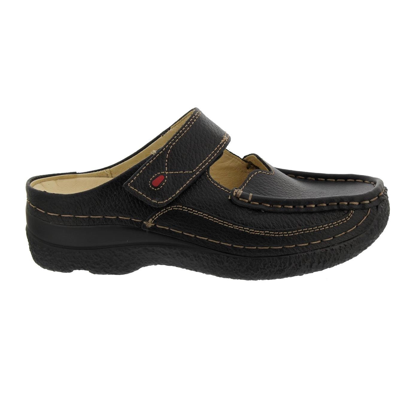 Wolky Roll Slipper, Clog, Printed leather, black, 0622770-000 Clog