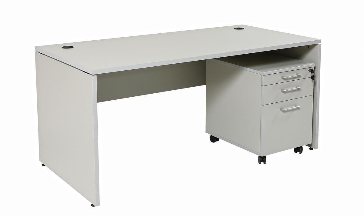 Furni24 Schreibtisch Schreibtisch Nuvi, 160 inkl. grau Dekor, x Kabelkanal 75 80 cm, x