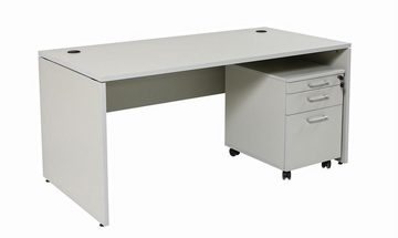 Furni24 Schreibtisch Schreibtisch Set 1 Nuvi, 180 cm, grau Dekor, inkl. 3 Artikel