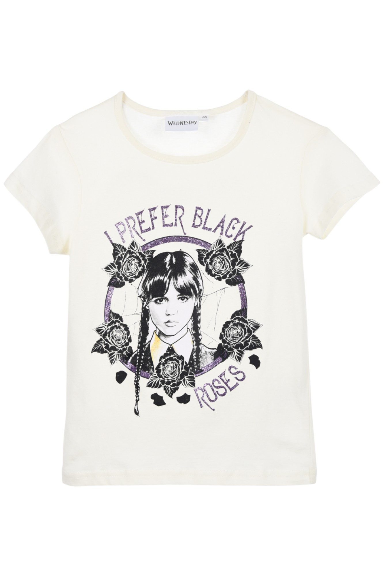 Wednesday T-Shirt I prefer Black Roses Mädchen Jersey Kurzarmshirt aus Baumwolle Gr. 116 - 152 cm