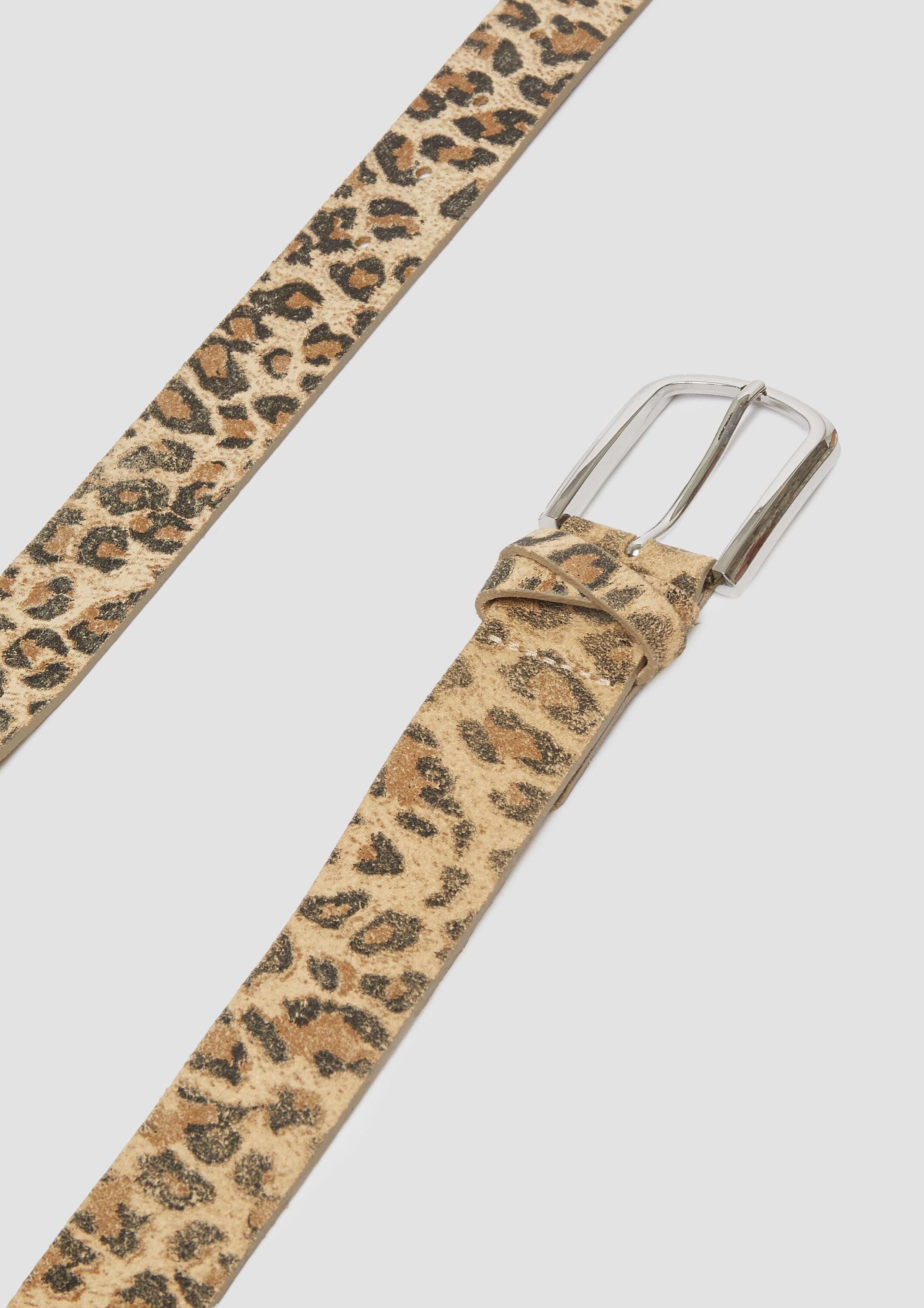 s.Oliver Ledergürtel Taillengürtel Ledergürtel mit Leo-Print