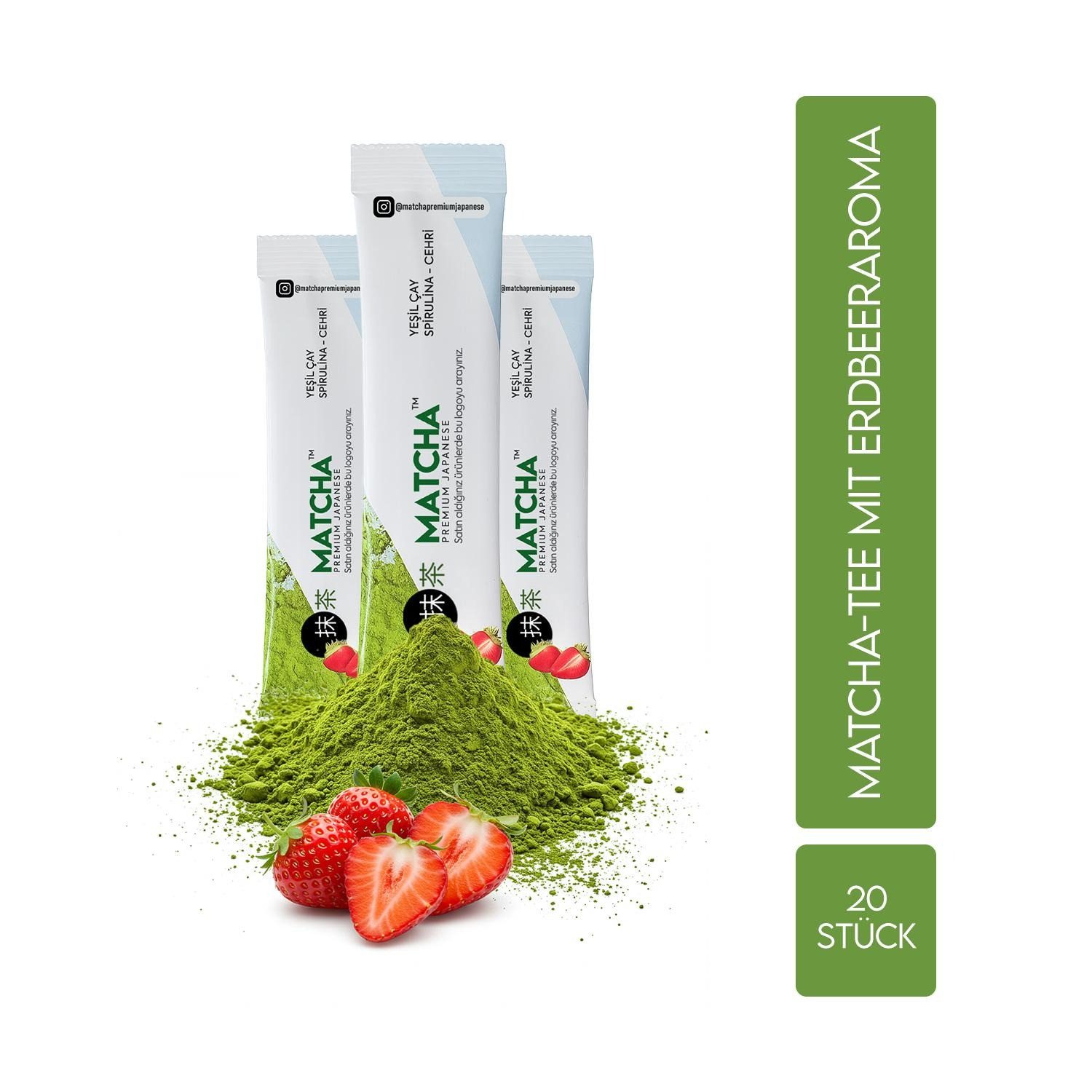 BİLGE İLAÇ Tee Grüner Matcha – Tee Spırulına & Erdbeeraroma – 20 Stück, 160 g, Grüner Matcha – Tee Spırulına & Erdbeeraroma – 20 Stück