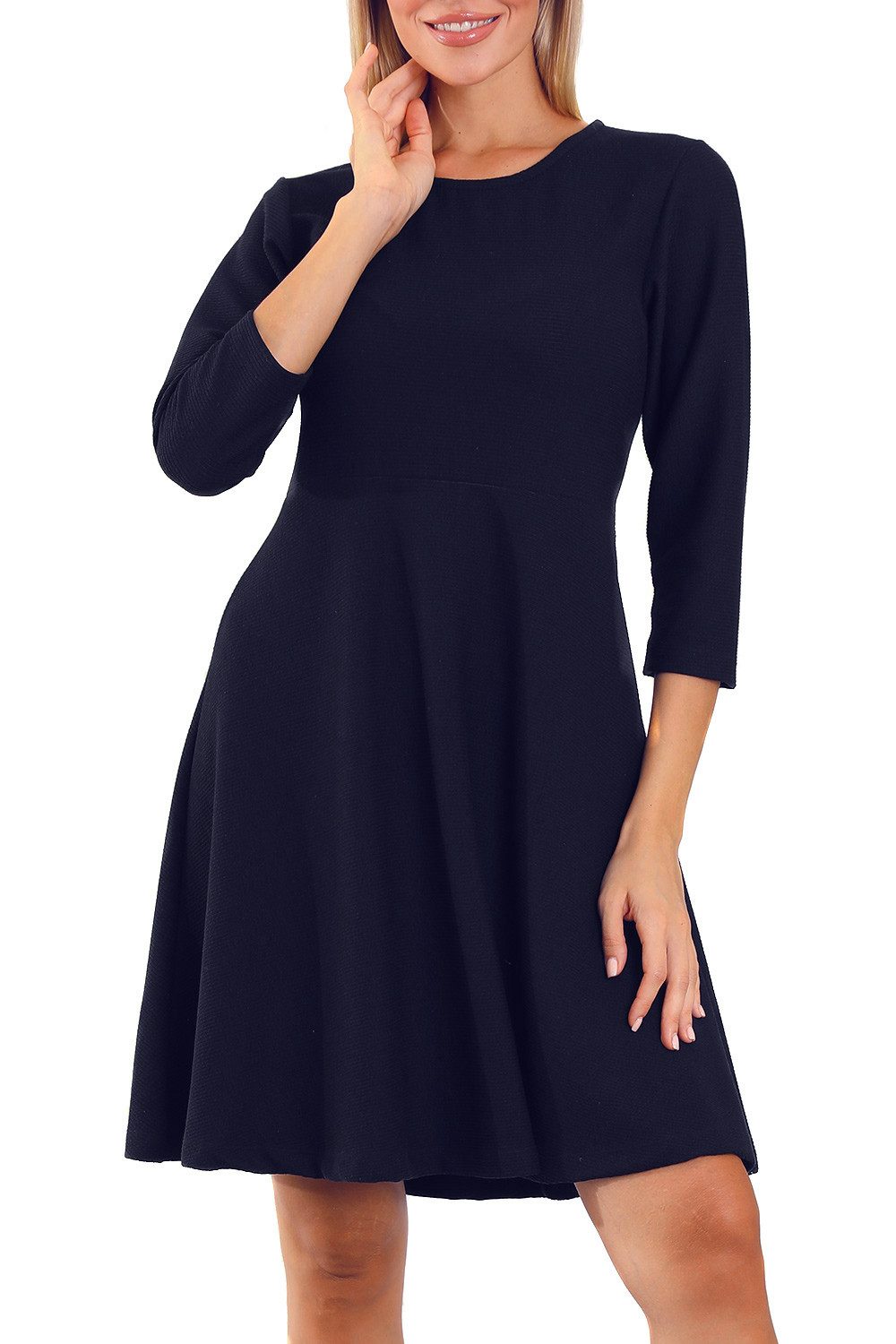 Bongual Midikleid A-Linien-Kleid Casual Kleid mit Rippstruktur minimalistisch