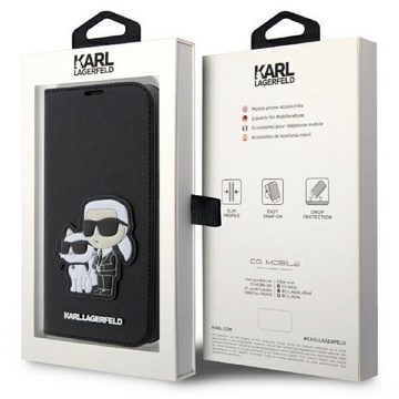 KARL LAGERFELD Handyhülle Bookcase iPhone 14 Pro Kunstleder aufstellbar schwarz 6,1 Zoll, Kantenschutz