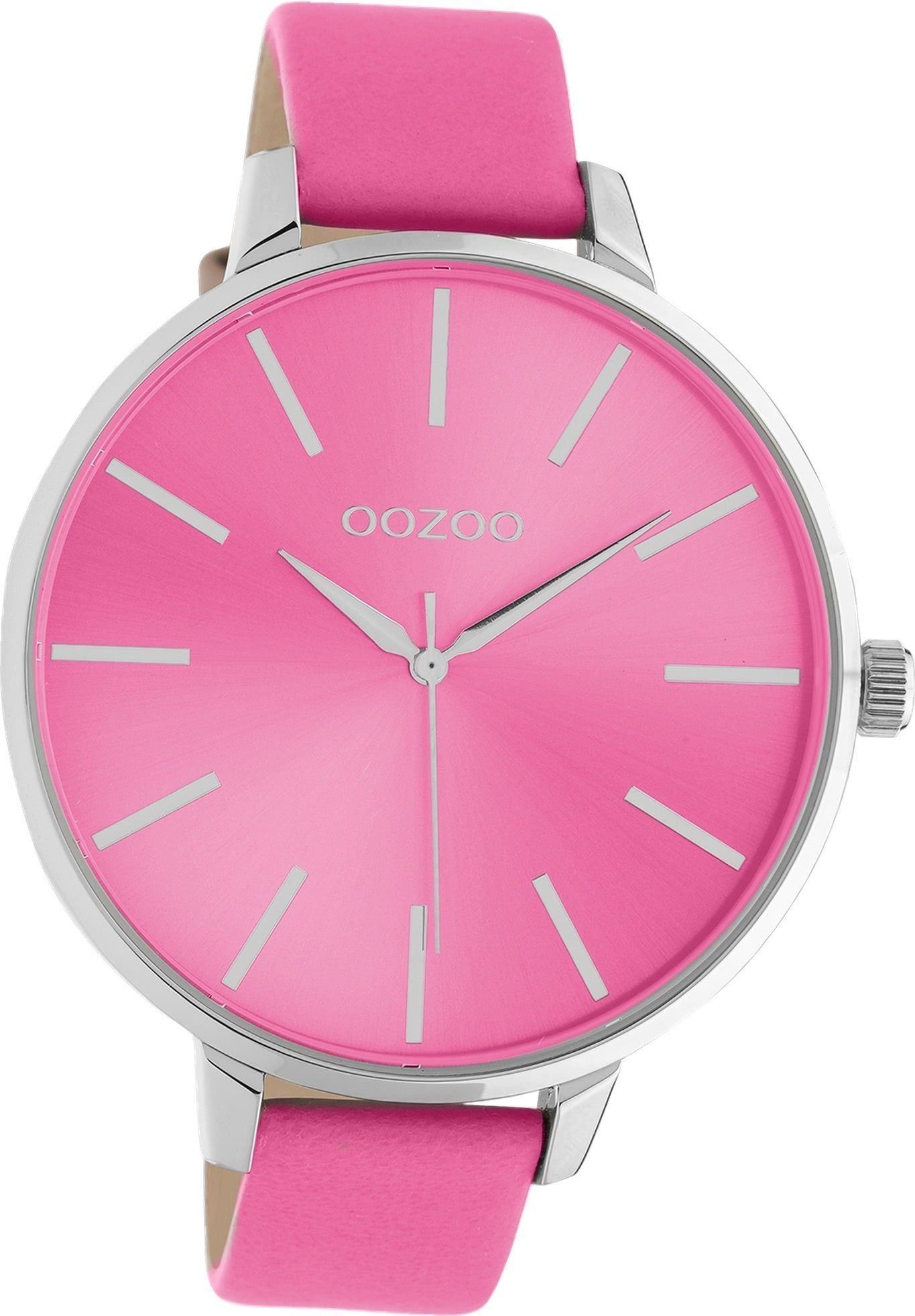 Oozoo pink, Gehäuse, Timepieces, OOZOO Damenuhr rundes Armbanduhr Lederarmband groß (ca. Quarzuhr 48mm) extra Damen