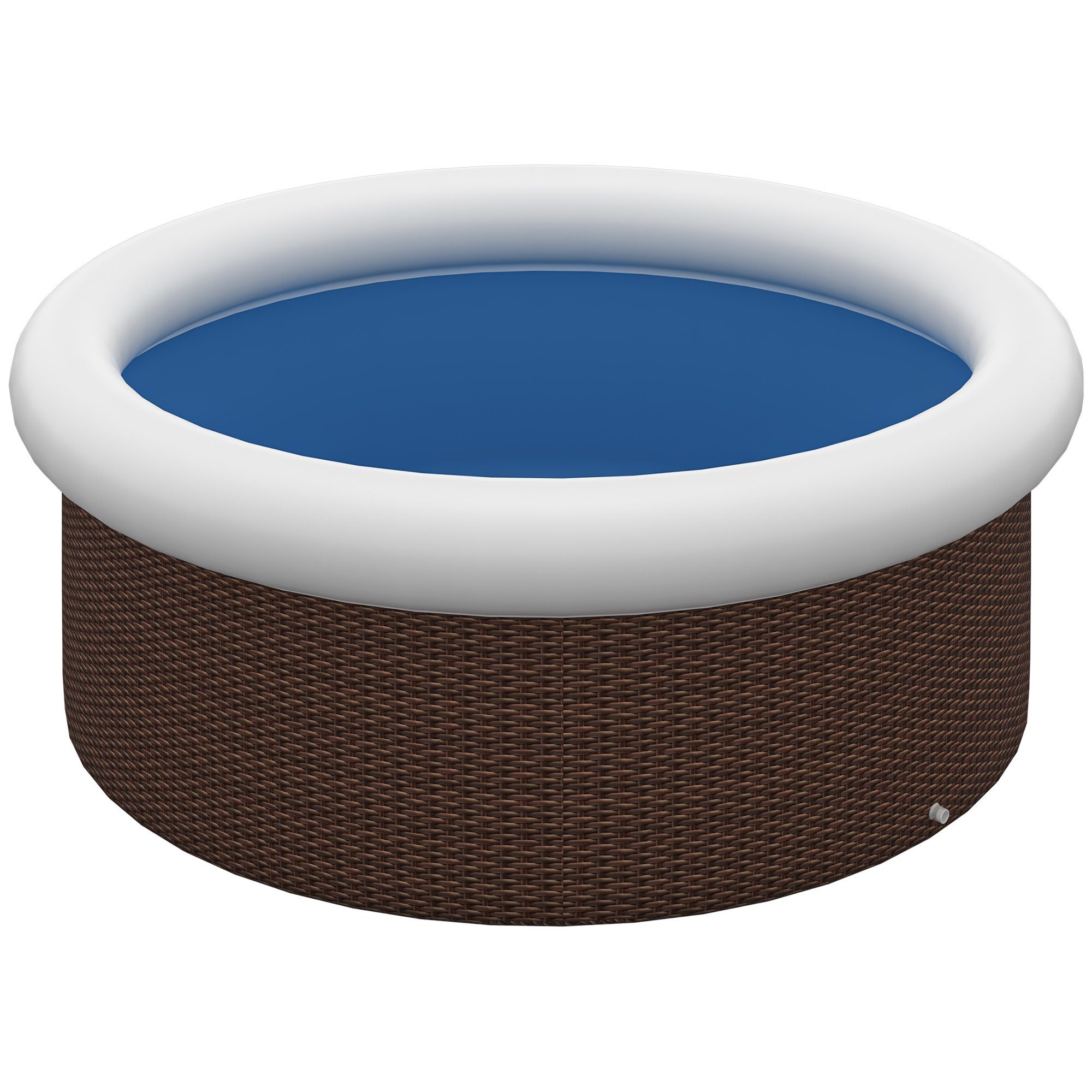 Outsunny Quick-Up Pool Schwimmbecken Aufblasbarer Swimmingpool für 1-5 Personen (Schwimmbad, 1-tlg., Aufstellpool), Rattan-Effekt, Ø300 x 76 cm, Braun